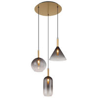 GLOBO Pendelleuchte Rauch messing Glas Metall H/D: ca. 150x43 cm G9 3 Brennstellen ELISABETH - messing/Rauch (43,00/150,00cm) - GLOBO