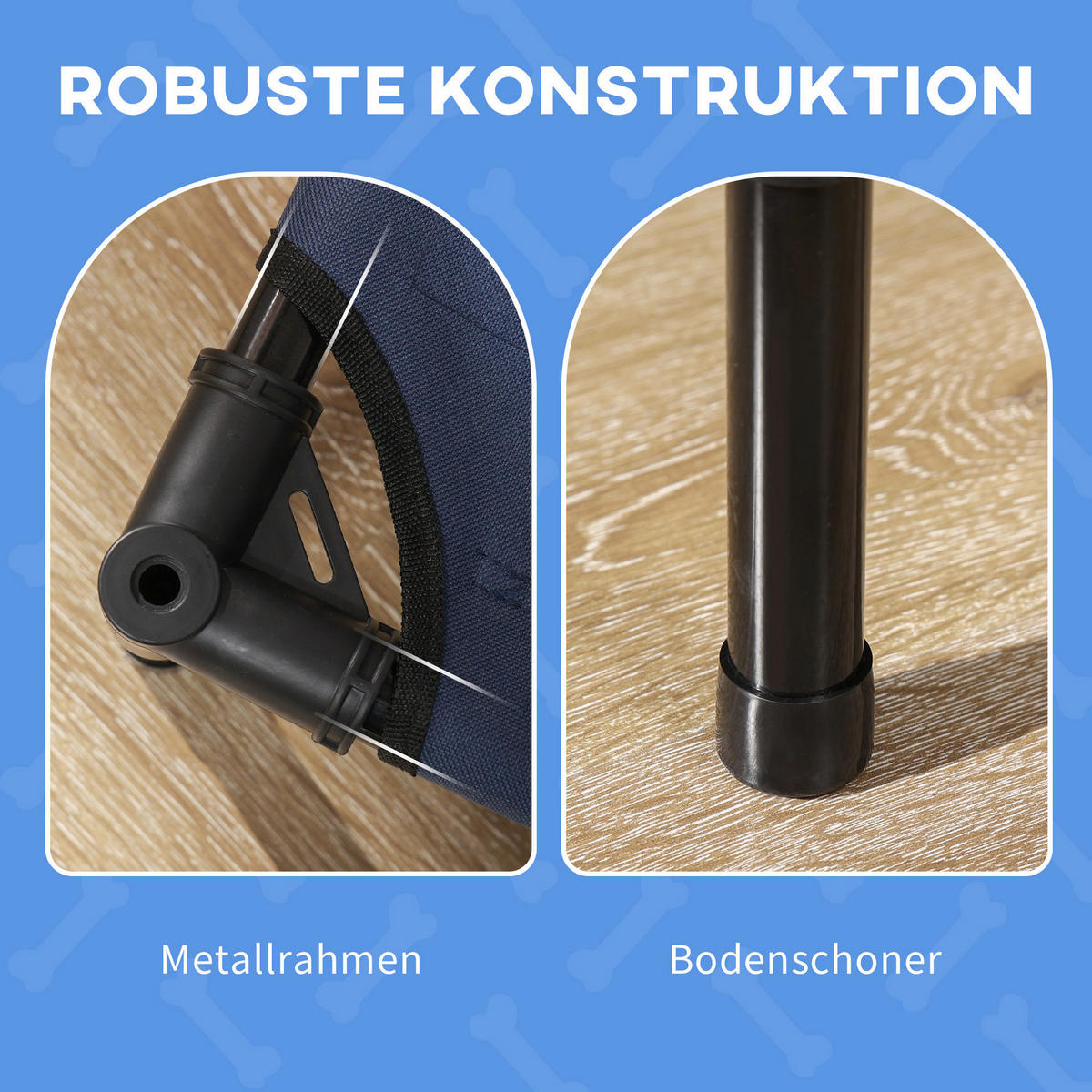 PawHut Hunde-Zubehör dunkelblau Edelstahl B/H/L: ca. 46x61x62 cm Hundebett - schwarz/dunkelblau (62,00/46,00/61,00cm) - PawHut