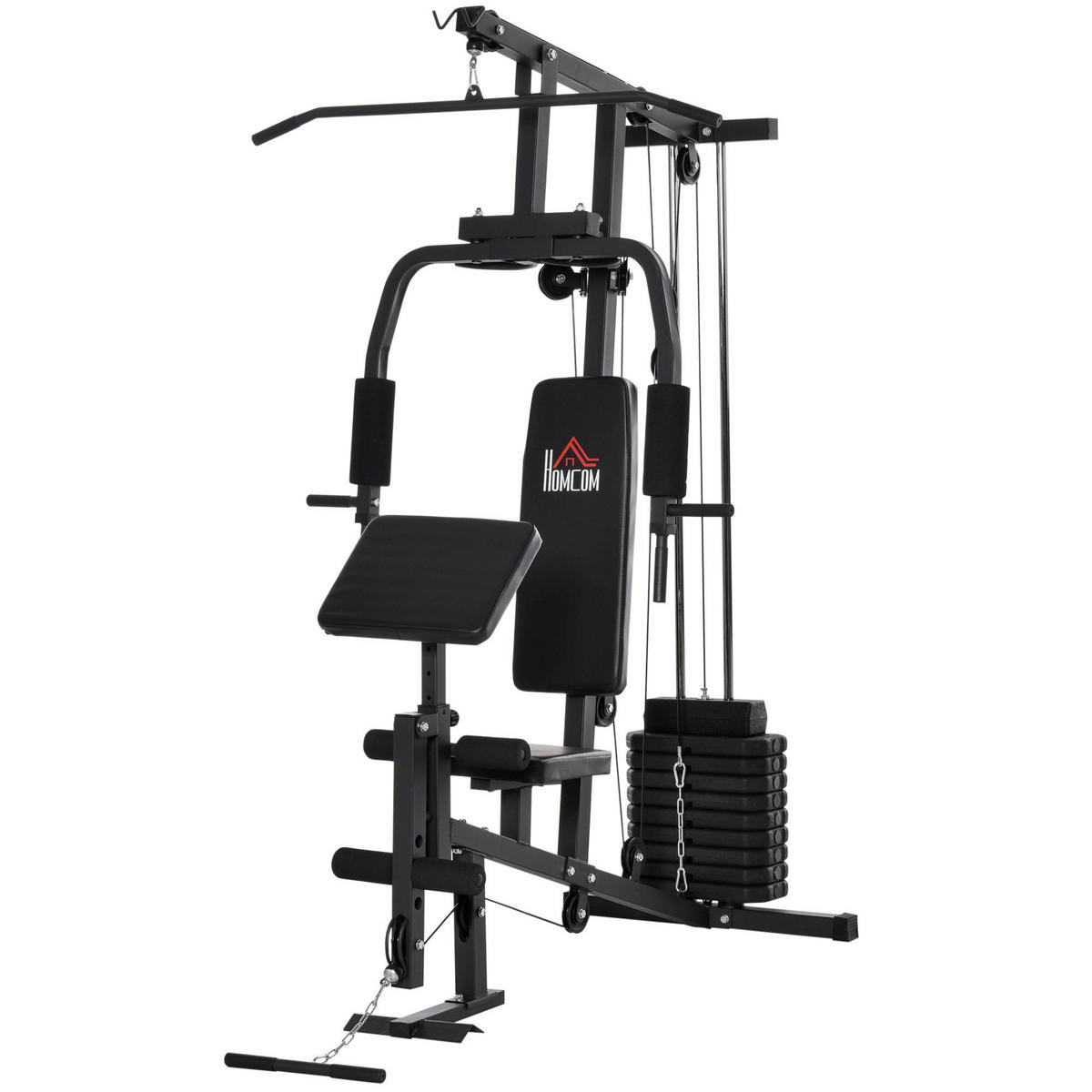 HOMCOM Kraftstation schwarz Kunstleder B/H/L: ca. 108x207x148 cm Kraftstation - schwarz (148,00/108,00/207,00cm) - HOMCOM