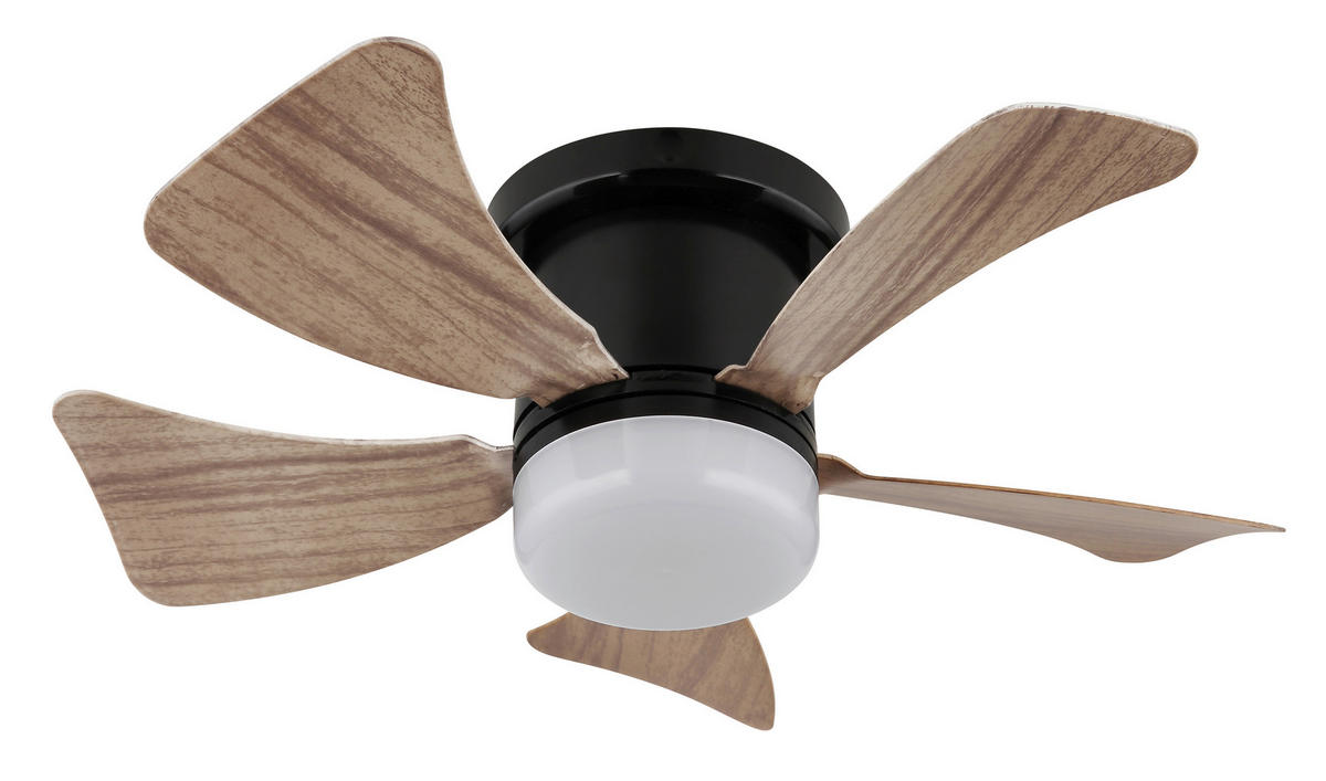 GLOBO LED-Deckenventilator mattschwarz dunkelbraun Opal Kunststoff Metall H/D: ca. 13x40,6 cm 1 Brennstellen HINES - dunkelbraun/Opal (40,60/13,00cm) - GLOBO