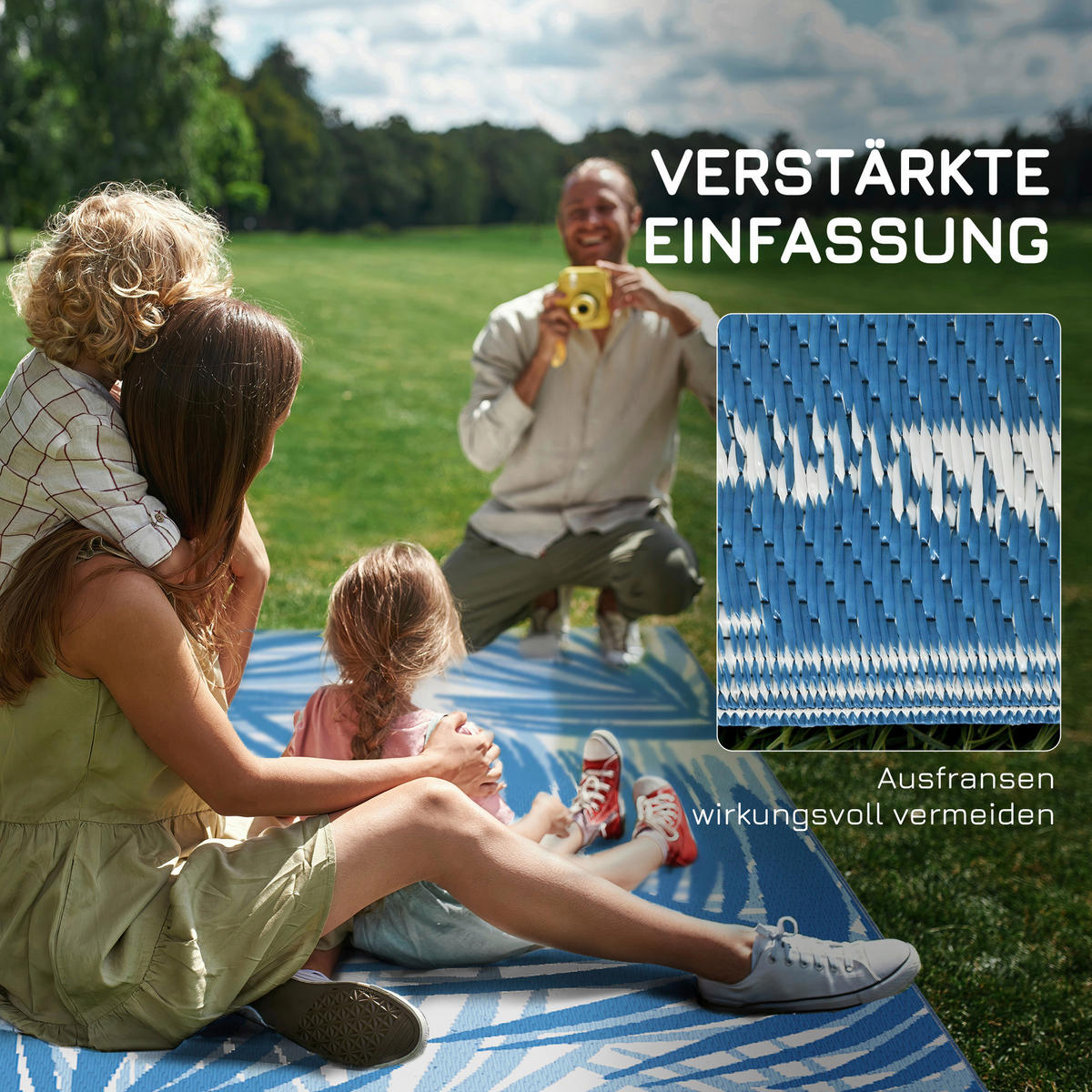 Outsunny Outdoor-Teppich blau B/H/L: ca. 274x182x0,3 cm Outdoor-Teppich - blau (0,30/274,00/182,00cm) - Outsunny