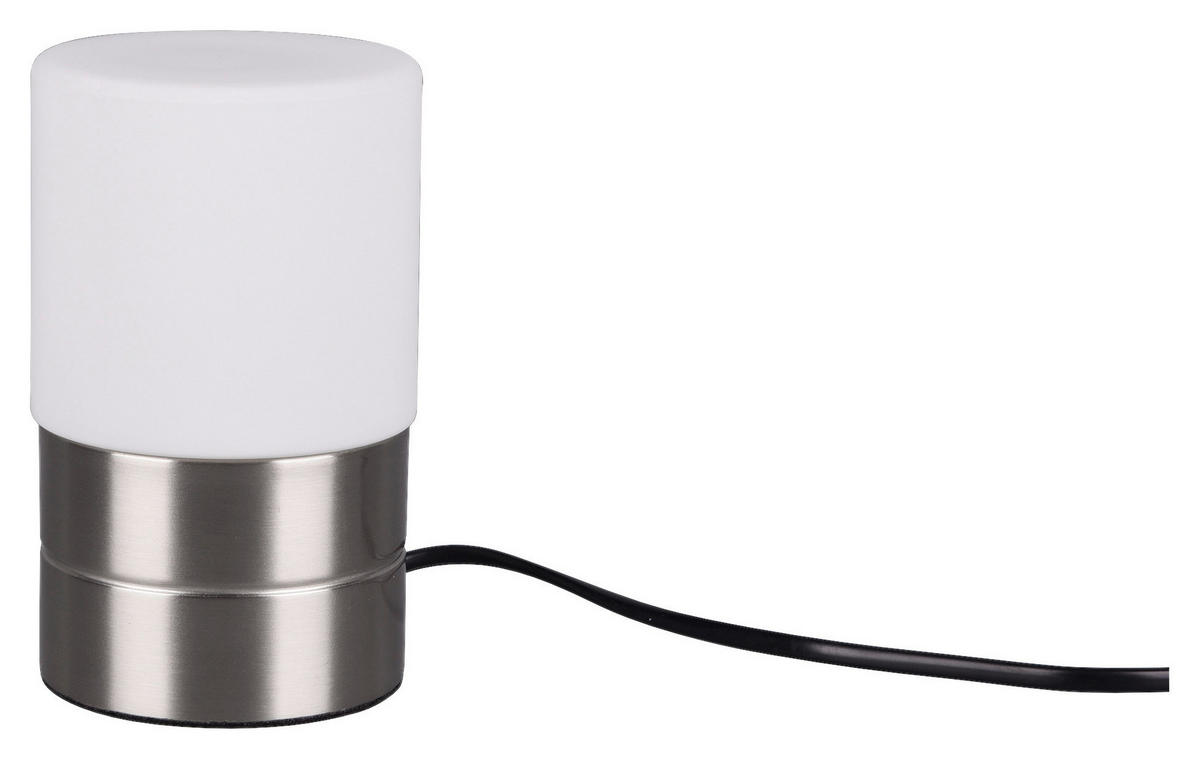 Reality Touch-Tischleuchte R50901007 nickel matt weiß Metall Glas H/D: ca. 15x9 cm E14 1 Brennstellen Tischleuchte_Panama - weiß/nickel matt (9,00/15,00cm) - Reality