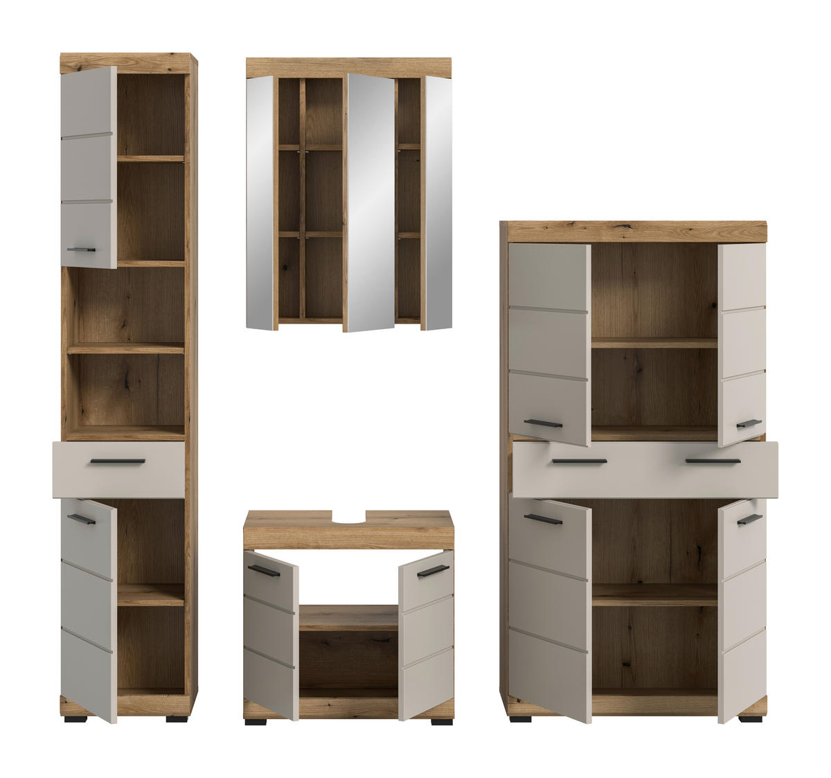 Badezimmer-Set Scout Evoke Oak Nachbildung Kaschmirgrau Nachbildung B/H/T: ca. 201x191x34 cm Scout - Kaschmirgrau (201,00/191,00/34,00cm) - xonox.home