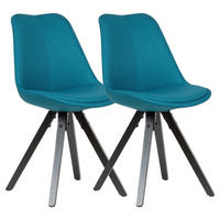 Stuhl 2er-Set blau schwarz Stoff Echtholz B/H/T: ca. 49x87x52 cm 2er-Set - blau/schwarz (49,00/87,00/52,00cm) - Wohnling