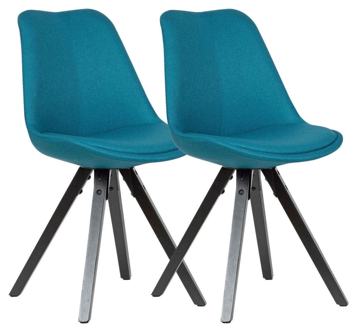 Stuhl 2er-Set blau schwarz Stoff Echtholz B/H/T: ca. 49x87x52 cm 2er-Set - blau/schwarz (49,00/87,00/52,00cm) - Wohnling