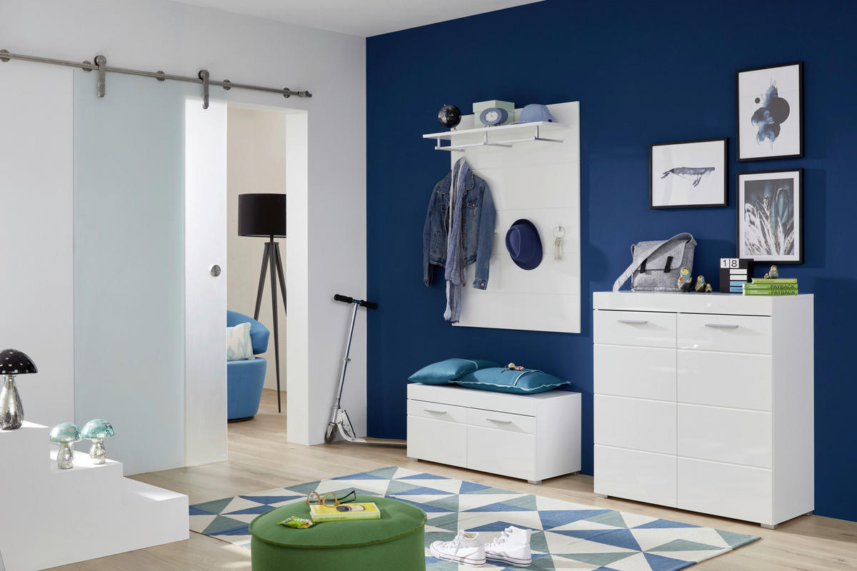 Sitzbank Amanda weiß Hochglanz B/H/T: ca. 91x42x38 cm Amanda - weiß (91,00/42,00/38,00cm) - Trendteam