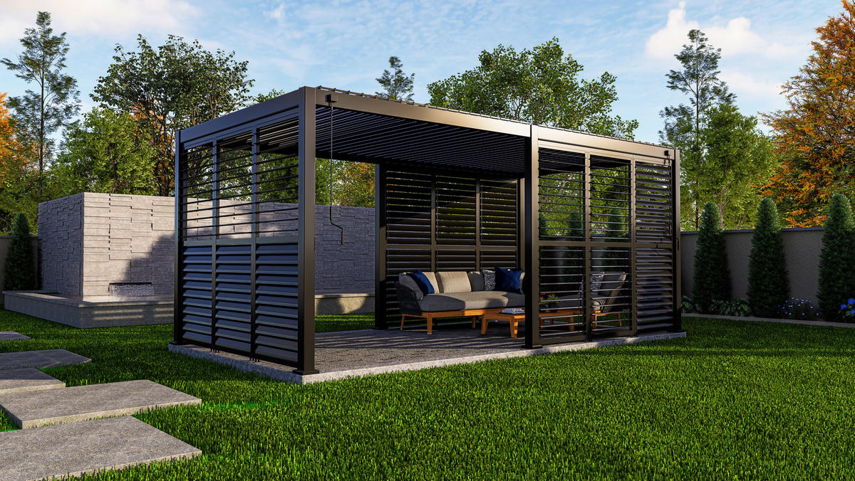 Mirador Lamellenwand für Pergola Deluxe Plus anthrazit Aluminium B/H/L: ca. 123,5x238,65x7 cm Deluxe Plus - anthrazit (7,00/123,50/238,65cm) - Mirador
