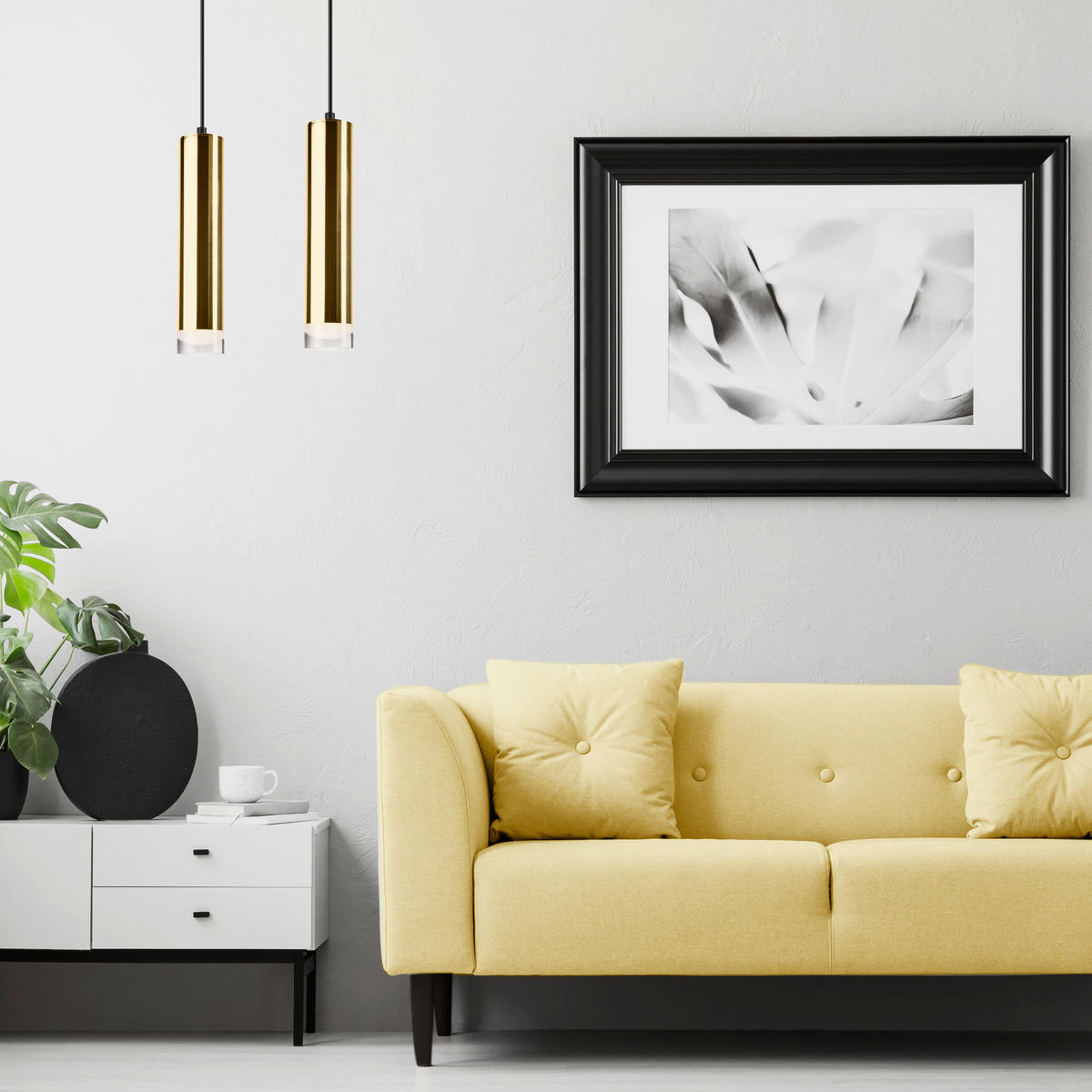 Lamkur Pendelleuchte DIEGO 39572 gold Stahl Aluminium Acryl B/L: ca. 32x99 cm E27 2 Brennstellen Diego - gold (32,00/99,00cm) - Lamkur