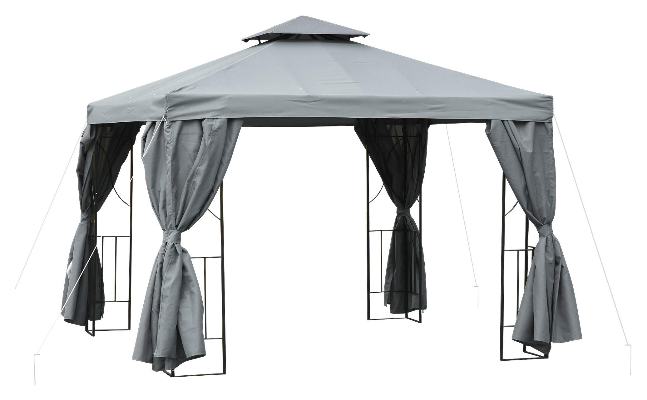 Outsunny Pavillon dunkelgrau Metall B/H/L: ca. 295x270x295 cm Pavillon - dunkelgrau (295,00/295,00/270,00cm) - Outsunny