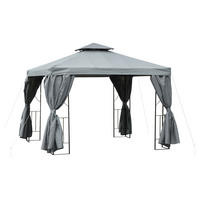 Outsunny Pavillon dunkelgrau Metall B/H/L: ca. 295x270x295 cm Pavillon - dunkelgrau (295,00/295,00/270,00cm) - Outsunny