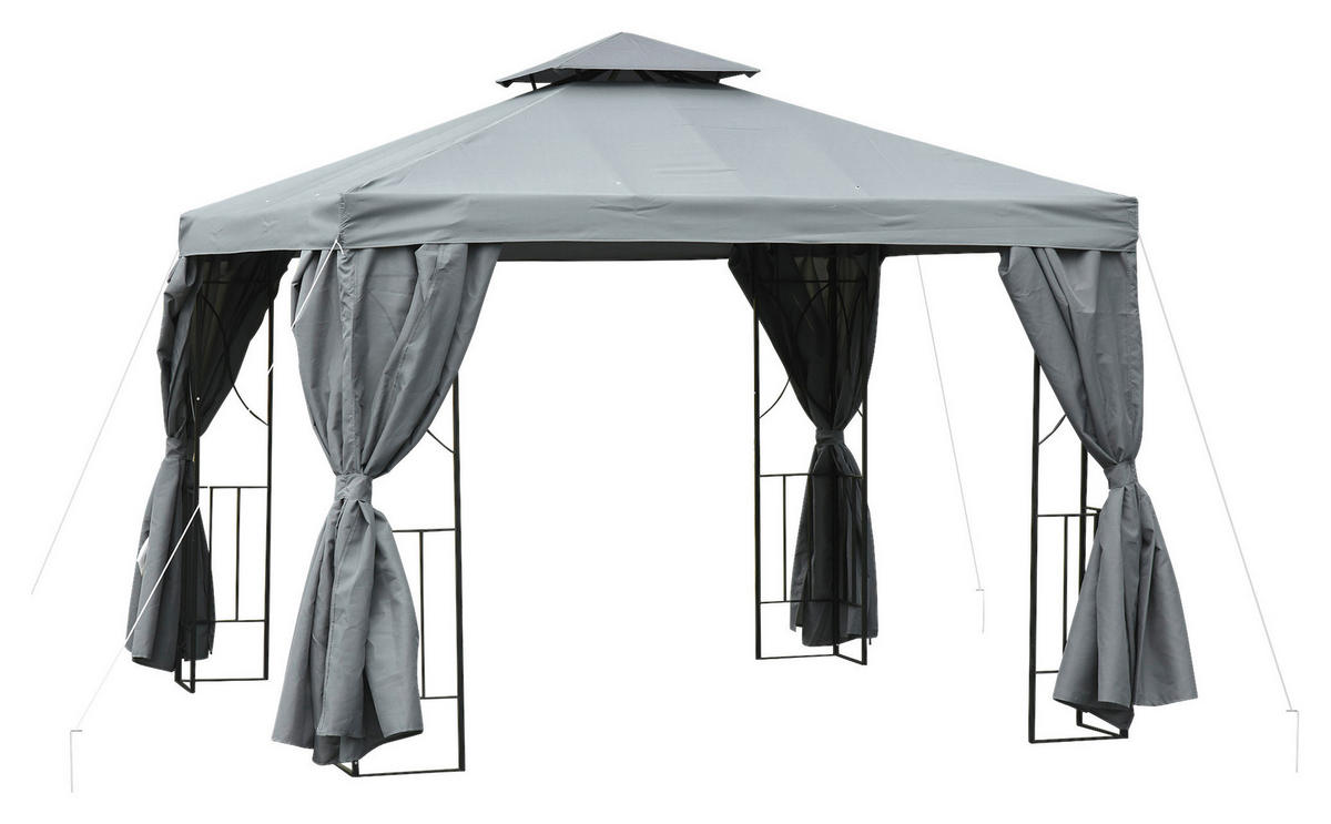 Outsunny Pavillon dunkelgrau Metall B/H/L: ca. 295x270x295 cm Pavillon - dunkelgrau (295,00/295,00/270,00cm) - Outsunny