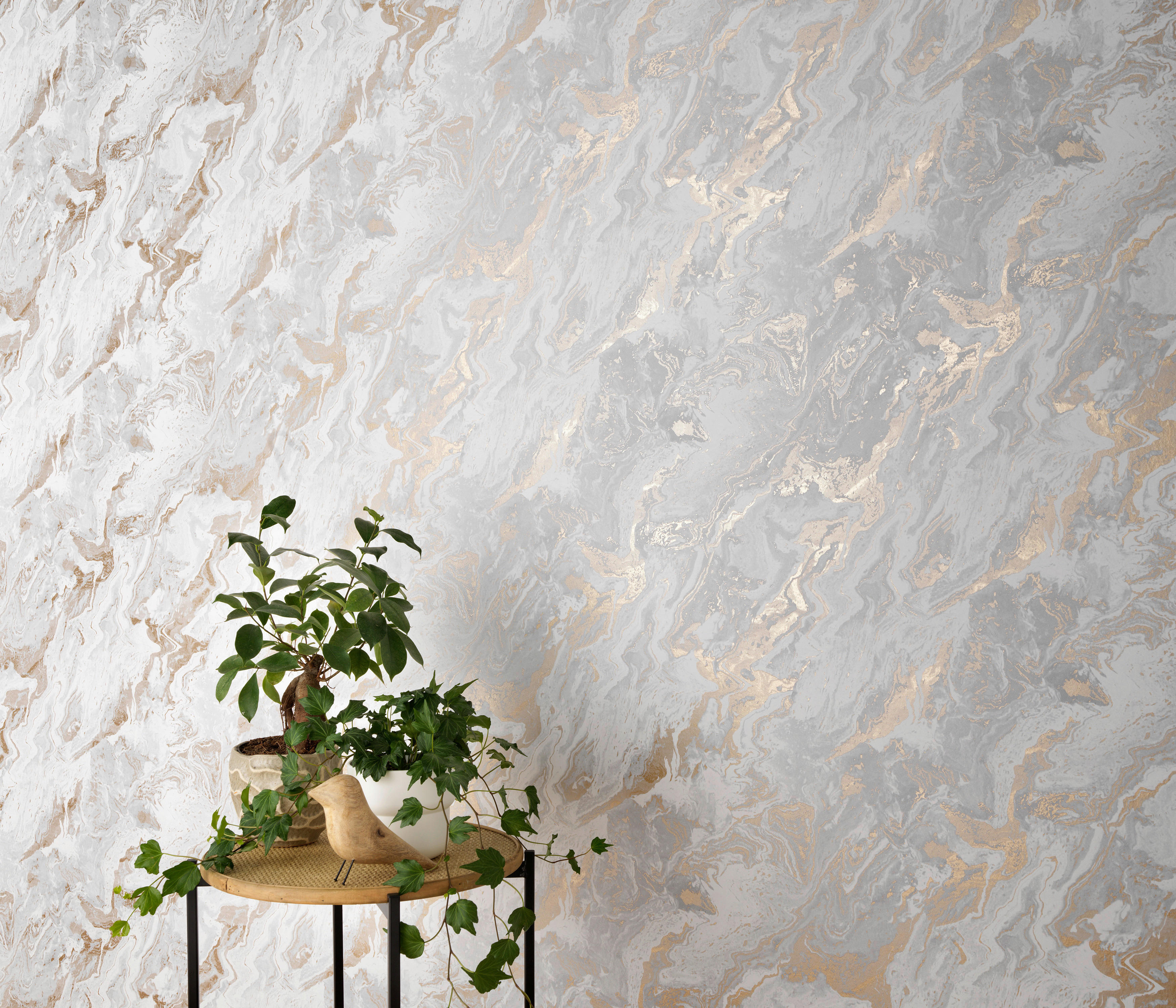 Erismann Vliestapete Marmoroptik weiß grau gold B/L: ca. 53x1005 cm Vliestapete_10318-10 - gold/weiß (53,00/1005,00cm) - Erismann