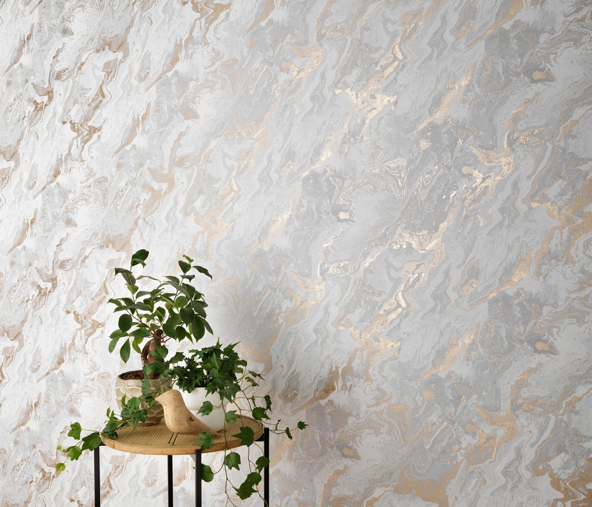 Erismann Vliestapete Marmoroptik weiß grau gold B/L: ca. 53x1005 cm Vliestapete_10318-10 - gold/weiß (53,00/1005,00cm) - Erismann
