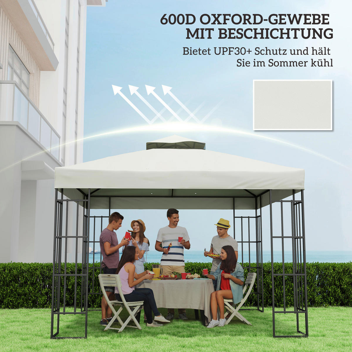Outsunny Pavillondach hellgrau Polyester B/H/L: ca. 300x1x300 cm Pavillon Ersatzdach - hellgrau (300,00/300,00/1,00cm) - Outsunny