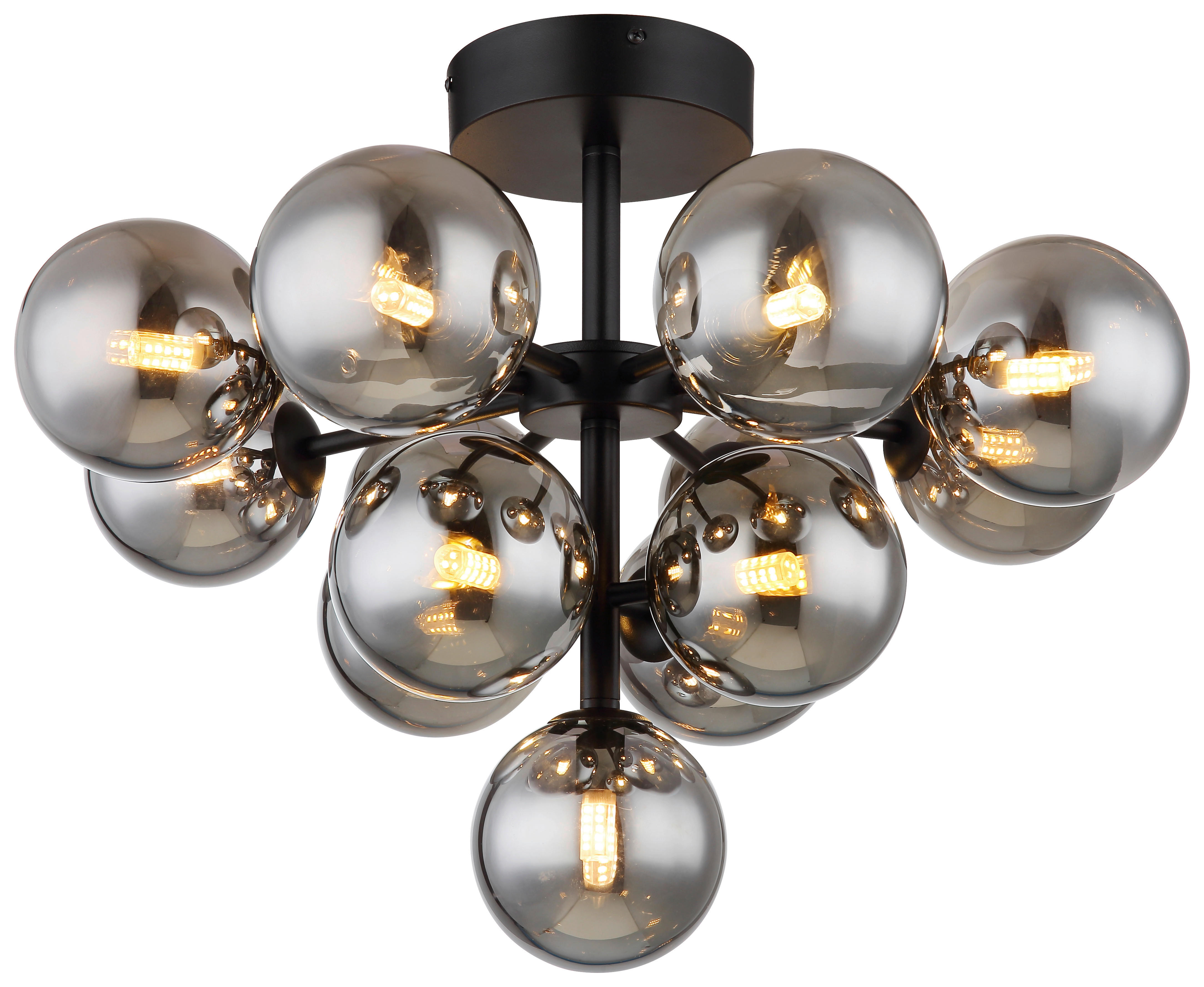 GLOBO Deckenleuchte mattschwarz grau Metall Glas H/D: ca. 43x56 cm 13 Brennstellen GRAPPY - mattschwarz/grau (56,00/43,00cm) - GLOBO