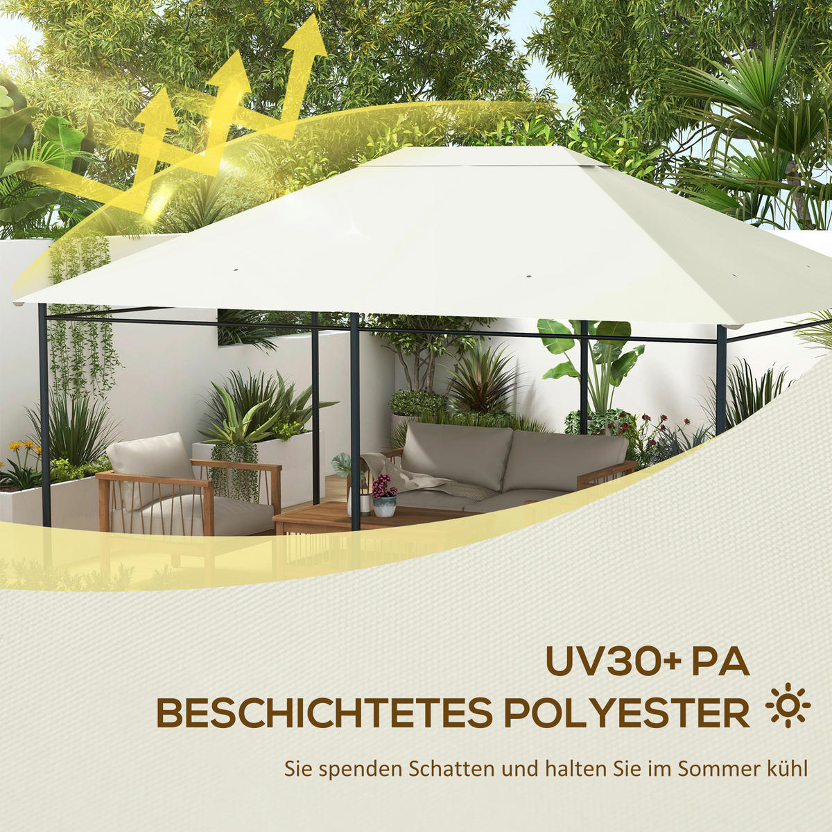 Outsunny Pavillon-Zubehör cremeweiß Polypropylen B/H/L: ca. 297x397x0,01 cm Pavillondach - cremeweiß (0,01/297,00/397,00cm) - Outsunny