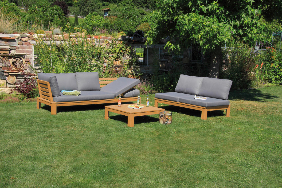 Acamp Loungeset Granada grau Polyester-Mischgewebe B/H/T: ca. 215x65x85 cm Granada - grau (215,00/65,00/85,00cm) - Acamp