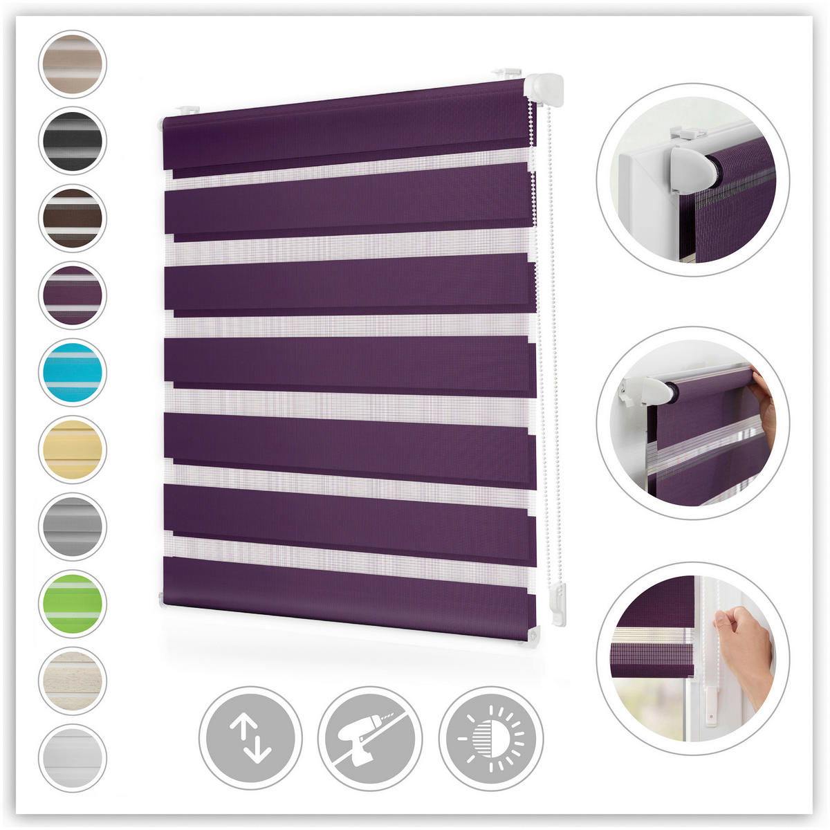 Doppelrollo Duo brombeer B/L: ca. 50x150 cm Duo - brombeer (50,00/150,00cm) - LICHTBLICK