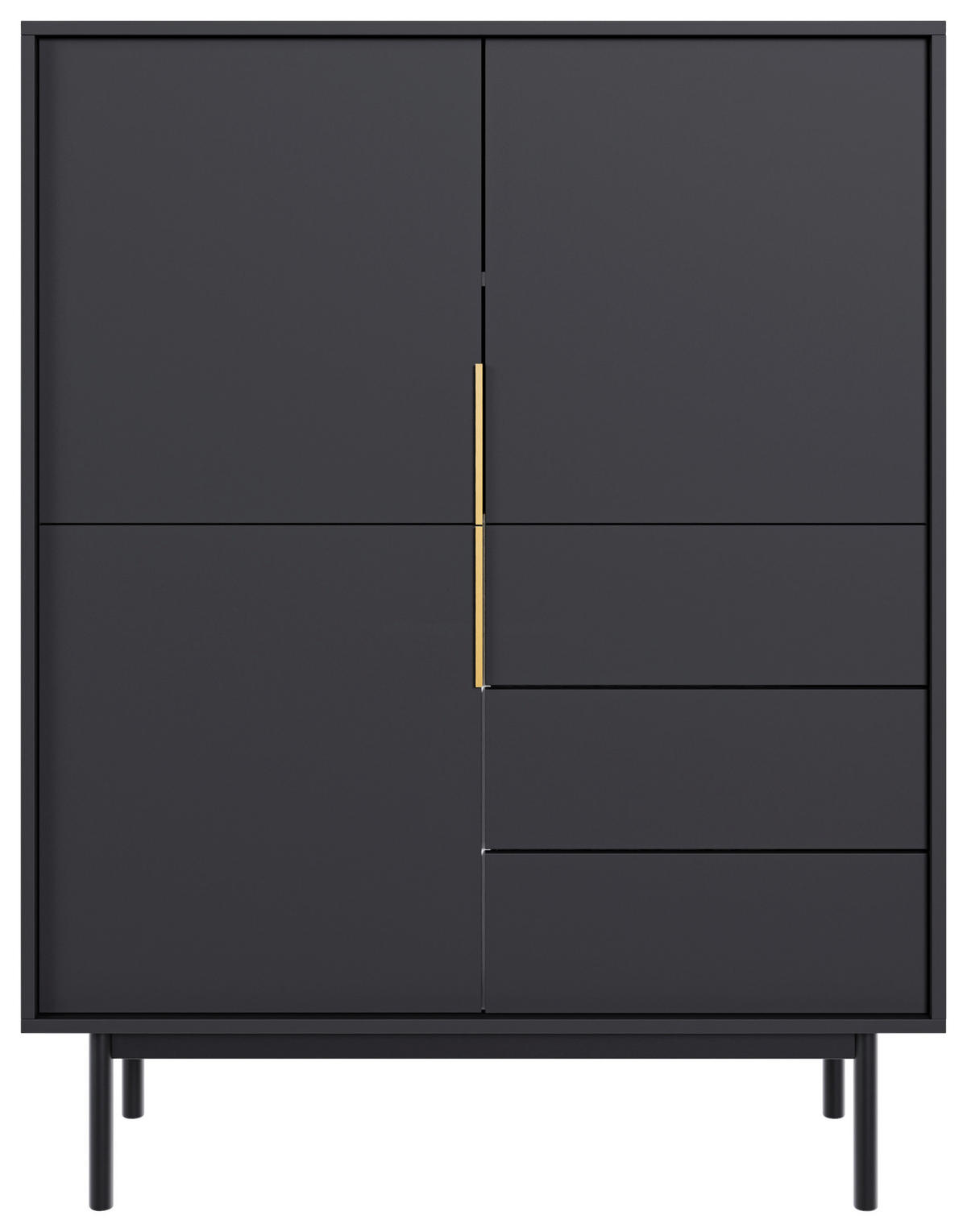 Highboard VIVA schwarz B/H/T: ca. 104x139,5x39 cm VIVA - schwarz (104,00/139,50/39,00cm) - WIPMEB