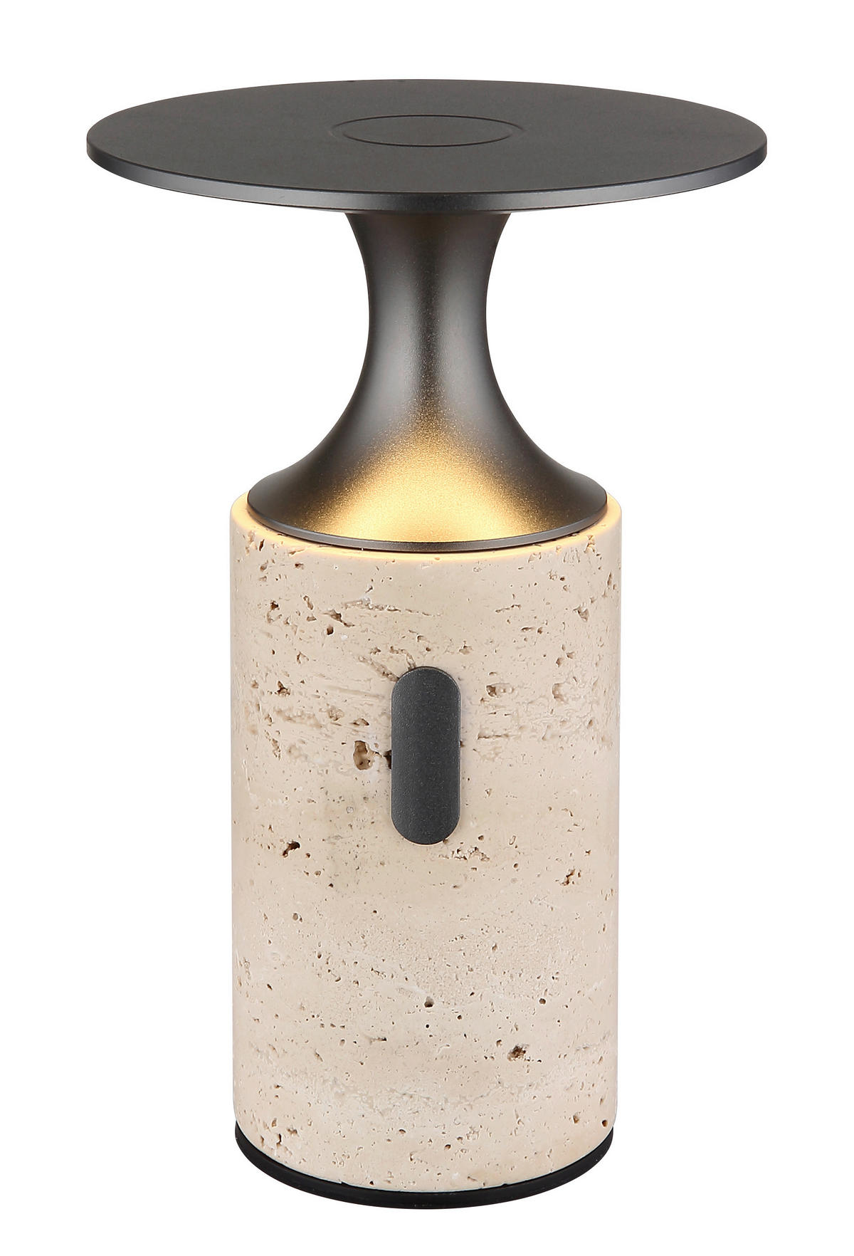 GLOBO Tischleuchte grau Opal Graphit Aluminium Stein H/D: ca. 18,8x12 cm 1 Brennstellen Travertin - Graphit/Opal (12,00/18,80cm) - GLOBO