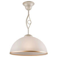 Lamkur Pendelleuchte RETRO II 19185 weiß Stahl Glas H/L: ca. 45x32,5 cm E27 1 Brennstellen Retro II - weiß (32,50cm) - Lamkur