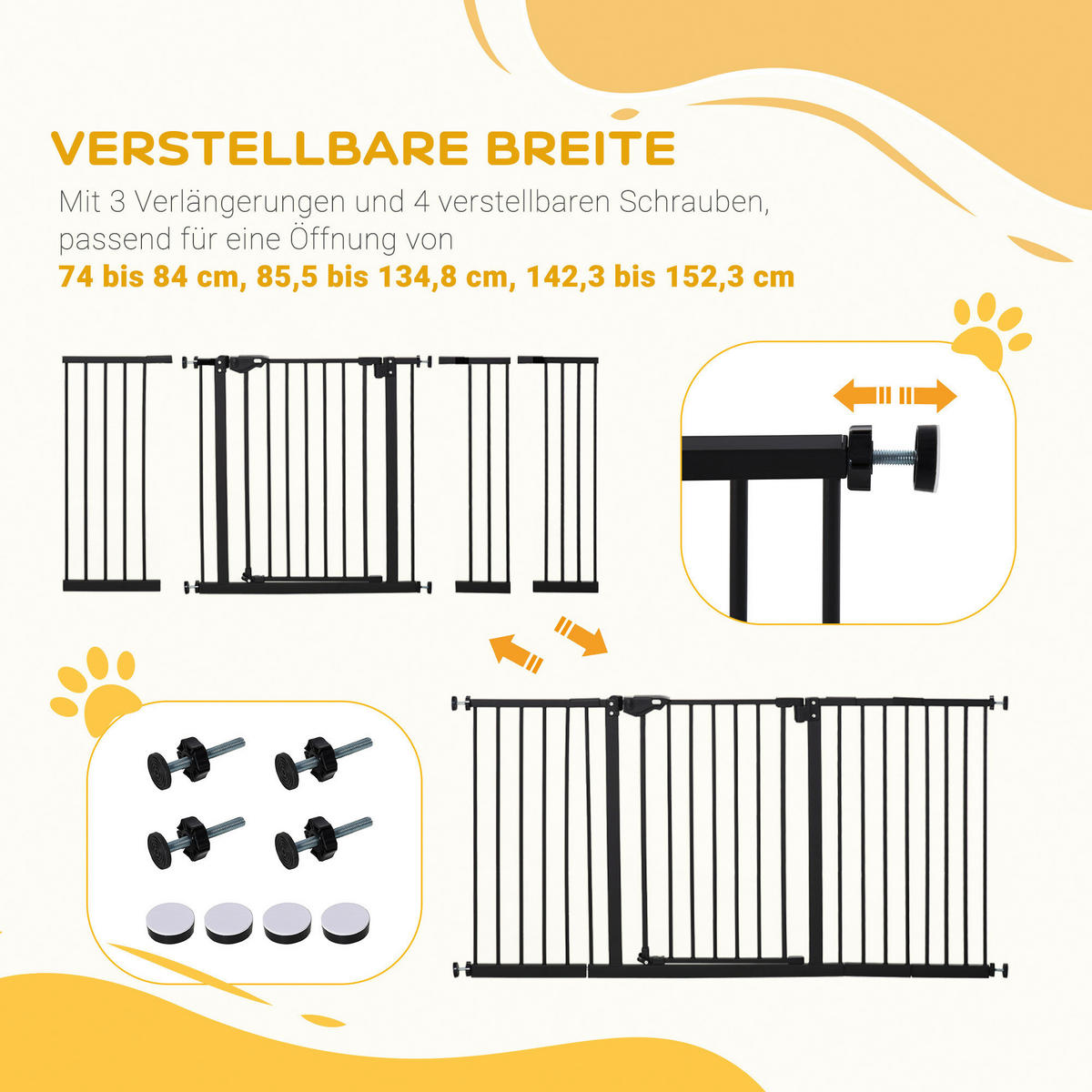 PawHut Absperrgitter schwarz Kunststoff B/H/L: ca. 2x76,2x136,3 cm Absperrgitter - schwarz (136,30/2,00/76,20cm) - PawHut
