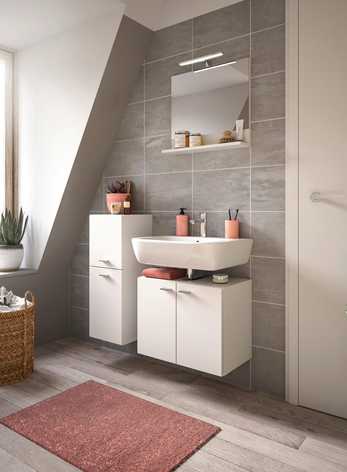 Badezimmer-Set BOSTON weiß B/H/T: ca. 102x186x33 cm BOSTON - weiß (102,00/186,00/33,00cm) - xonox.home