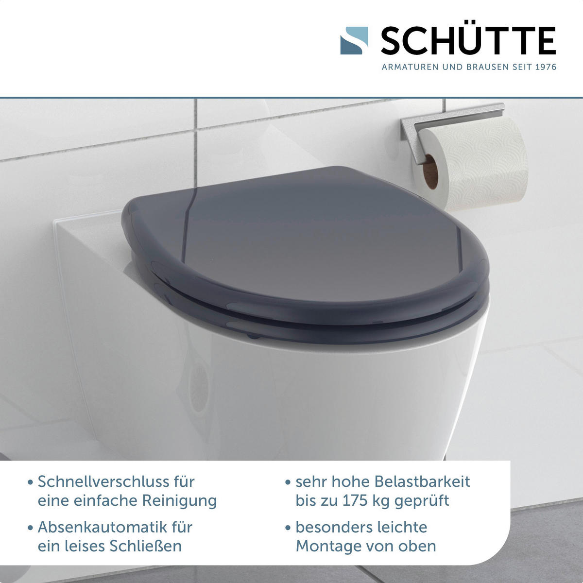 Duroplast WC-Sitz ANTHRAZIT anthrazit Duroplast B/H/T: ca. 37,5x5,5x45 cm ANTHRAZIT - anthrazit (37,50/5,50/45,00cm) - SCHÜTTE