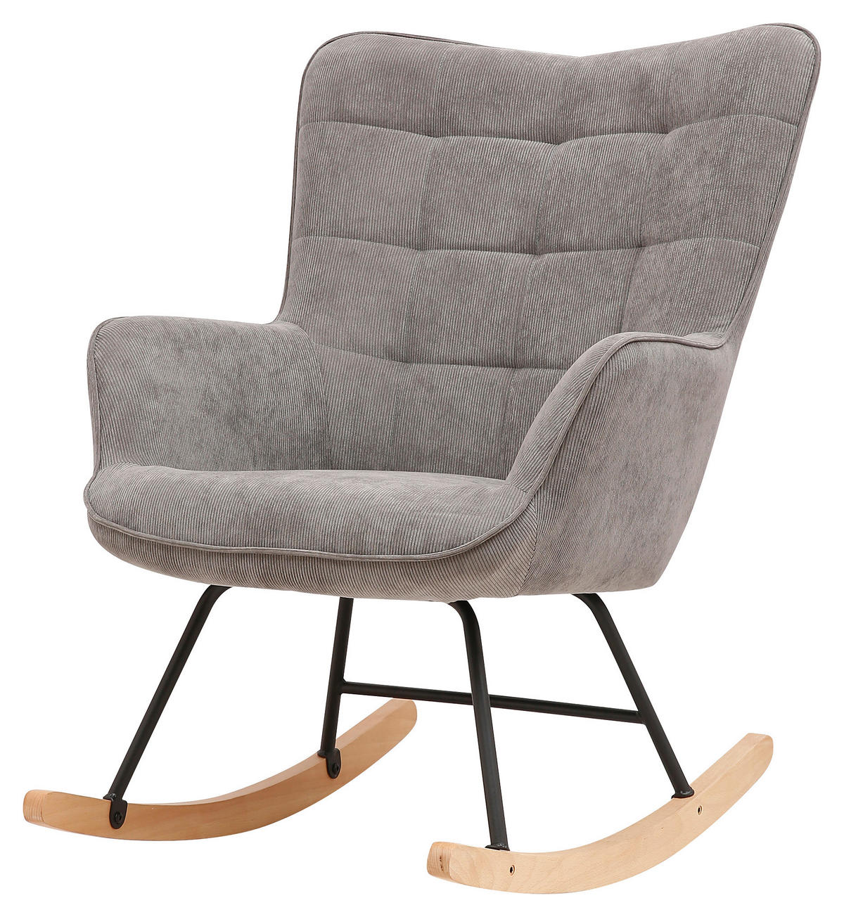 byLIVING Schaukelstuhl RICHIE grau schwarz natur Stoff Metall Buche B/H/T: ca. 72x92x92 cm RICHIE - natur/schwarz (72,00/92,00/92,00cm) - byLIVING