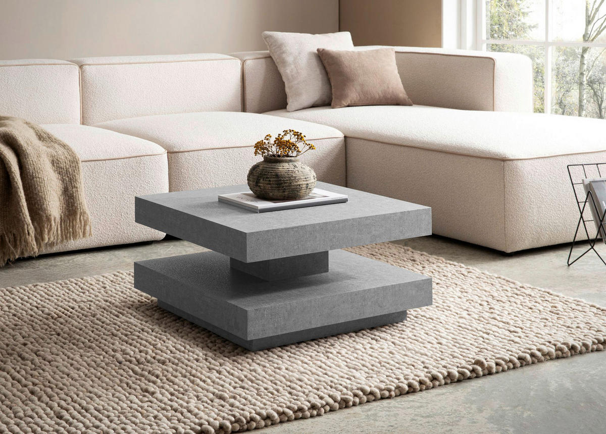 Couchtisch Beton Optik B/H/T: ca. 60x34x60 cm Couchtisch - Beton (60,00/34,00/60,00cm) - Wohnling