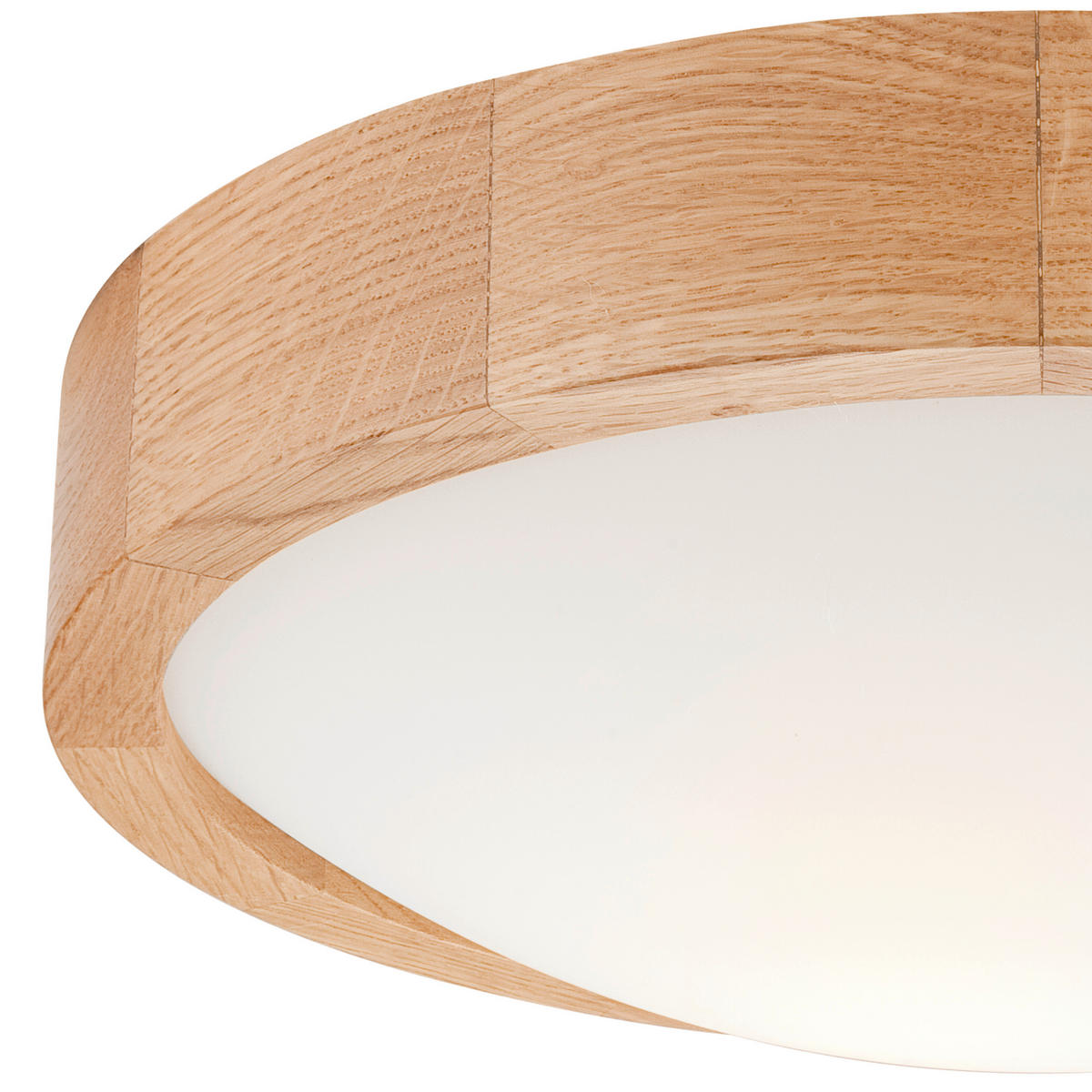 Lamkur Deckenleuchte ANELLO 40790 Eiche Glas Holz H/L: ca. 8x27 cm E27 1 Brennstellen Anello - Eiche (27,00cm) - Lamkur