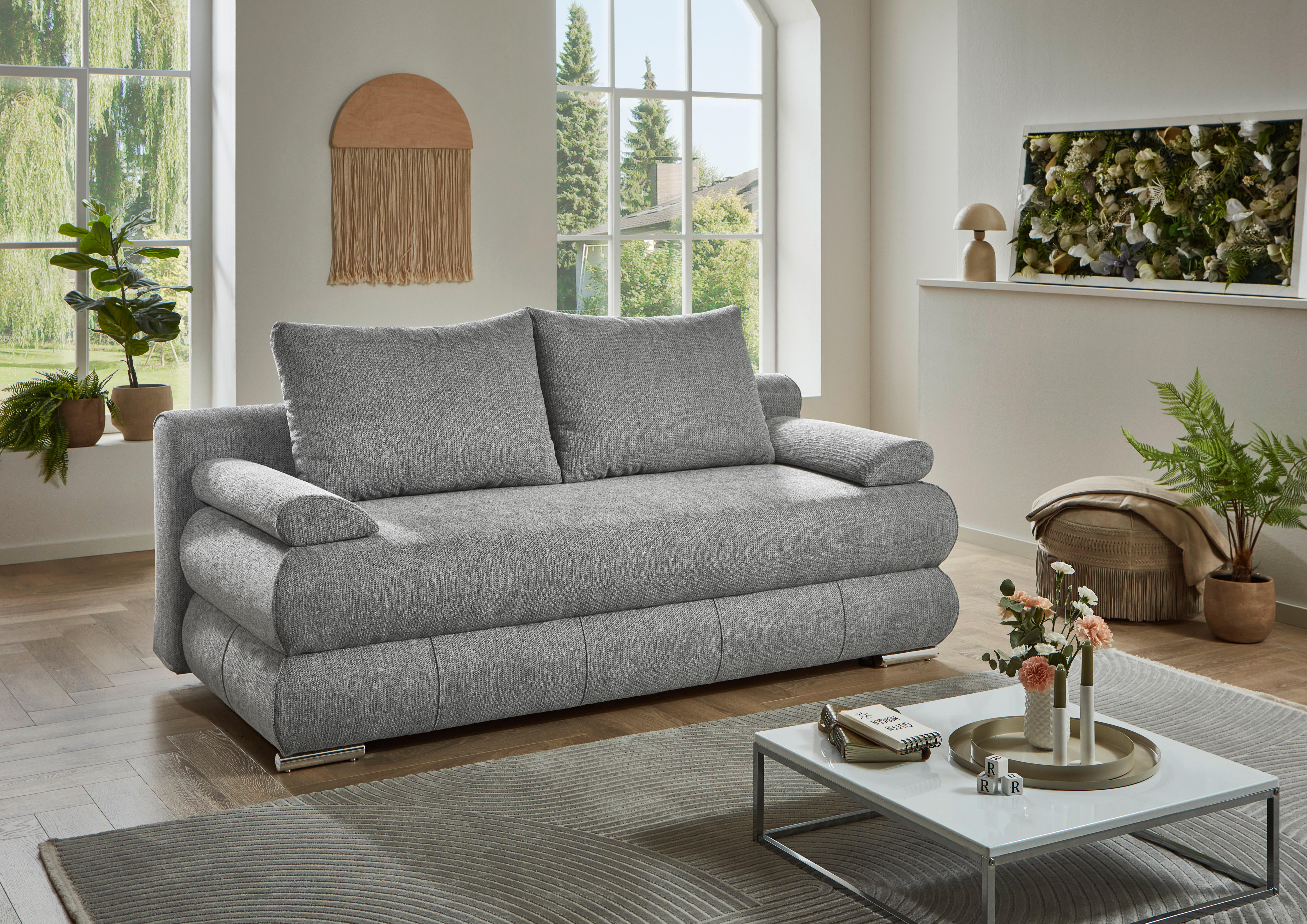 Schlafsofa Biel silber B/H/T: ca. 199x97x95 cm Biel - silber (199,00/97,00/95,00cm)