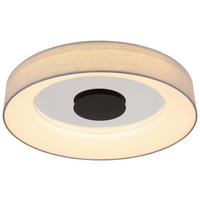 GLOBO LED-Deckenleuchte 48372-30 mattschwarz weiß grau Metall Textil H/D: ca. 9,8x46,8 cm TERPSA - weiß/mattschwarz (46,80/9,80cm) - GLOBO