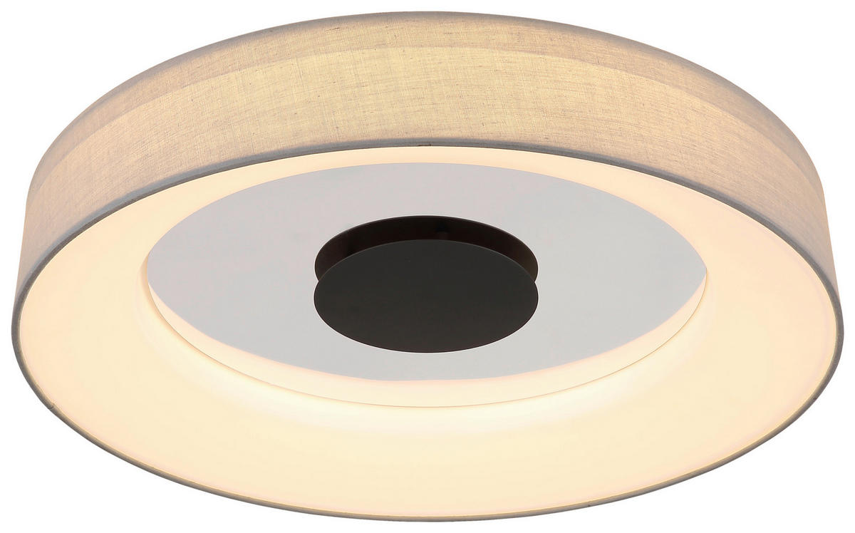 GLOBO LED-Deckenleuchte 48372-30 mattschwarz weiß grau Metall Textil H/D: ca. 9,8x46,8 cm TERPSA - weiß/mattschwarz (46,80/9,80cm) - GLOBO