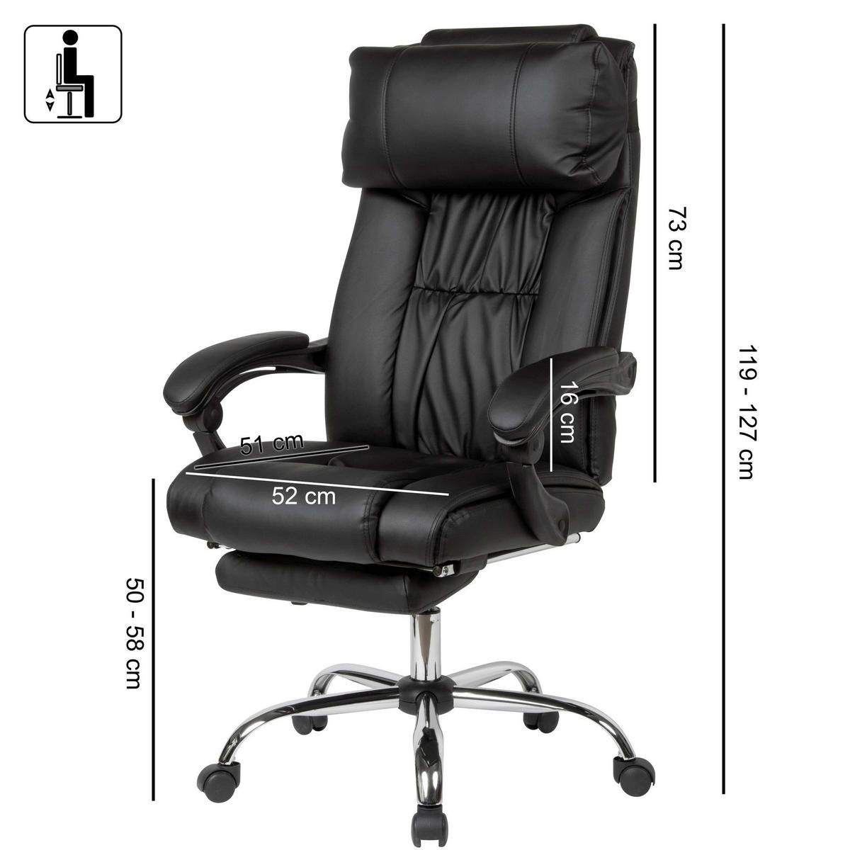 Drehstuhl schwarz Bürostuhl - schwarz (67,00/127,00/67,00cm) - Amstyle