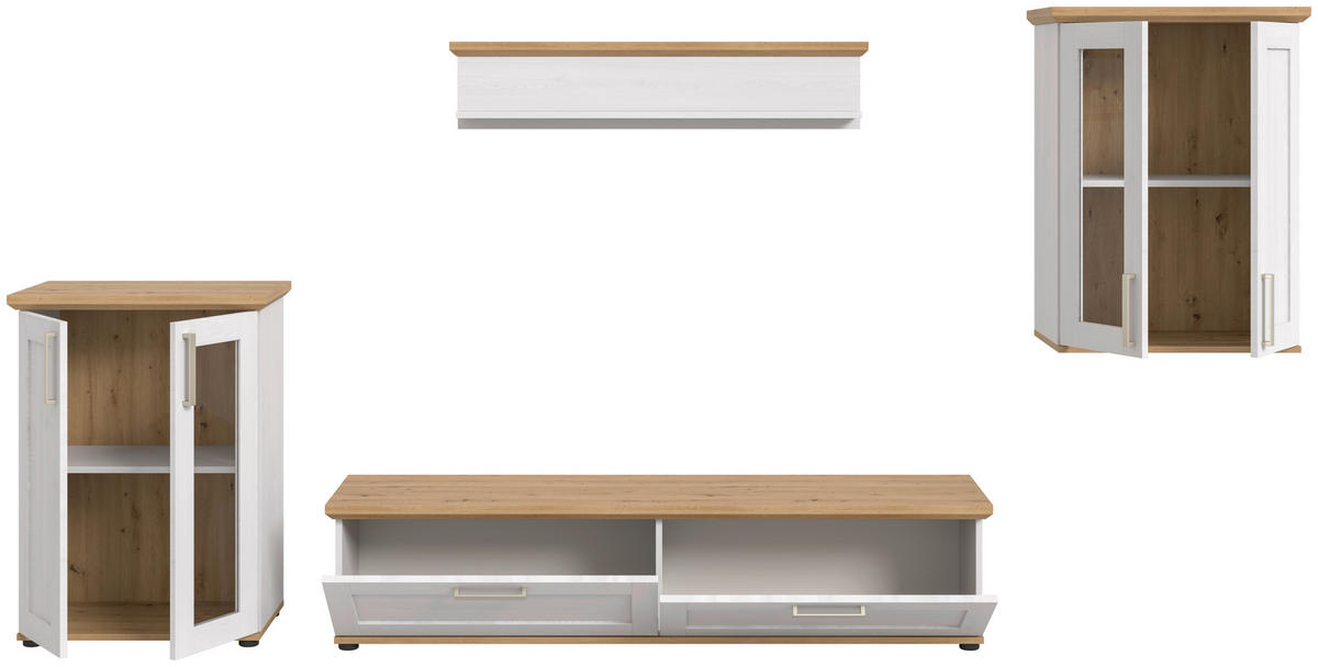 Wohnwand VERONA Lärche Nachbildung Eiche Nachbildung B/H/T: ca. 336x161x40 cm VERONA - Eiche/Lärche (336,00/161,00/40,00cm) - xonox.home