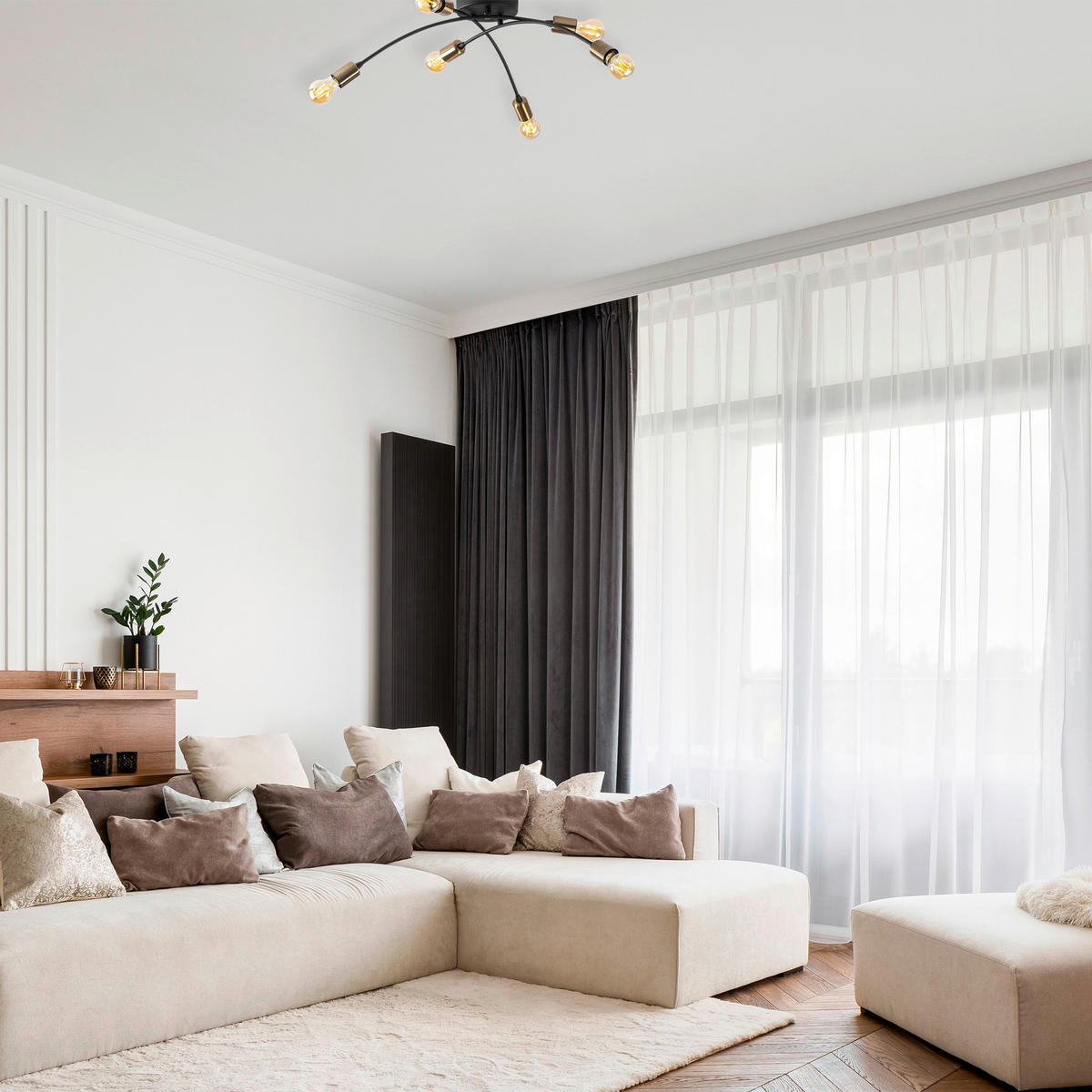 Opviq Deckenleuchte Banana bronze schwarz Metall B/H/T/L/D: ca. 67x25x67x67x67 cm E27 6 Brennstellen Banana - schwarz/bronze (67,00/67,00/25,00cm) - Opviq