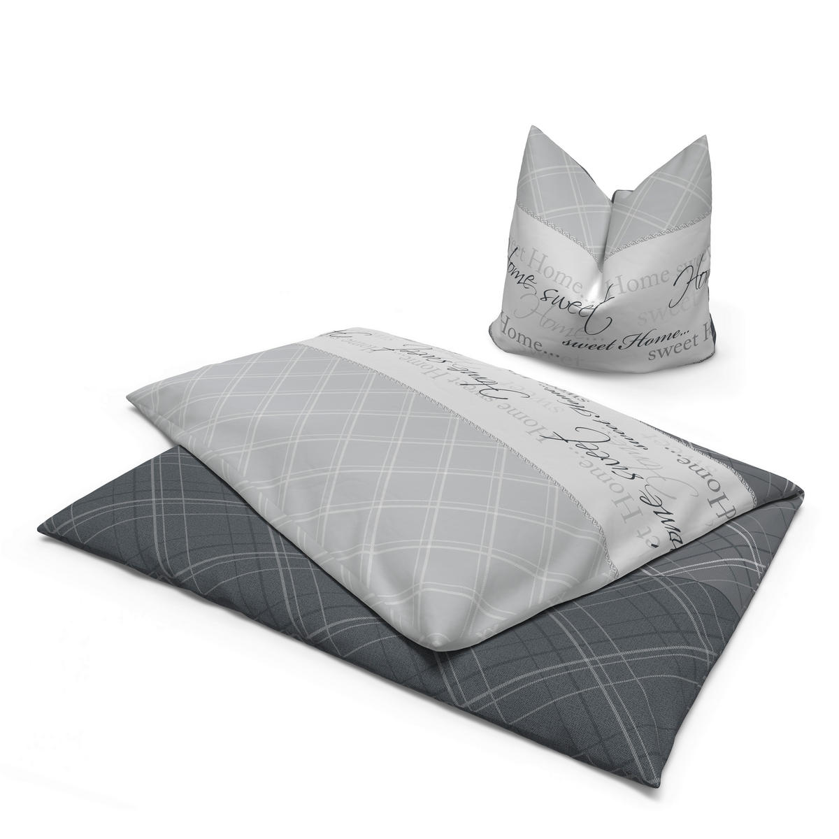 Baumwoll Bettwäsche Renforce Bettwäsche_Renforce Home sweet - grau (135,00/200,00cm)