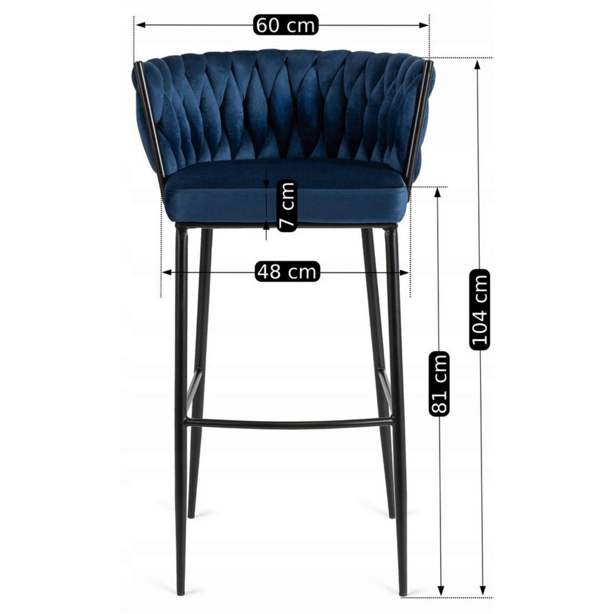 Barhocker FLORES petrol Velourstoff B/H/T: ca. 60x104,5x56 cm FLORES - petrol (60,00/104,50/56,00cm) - WIPMEB