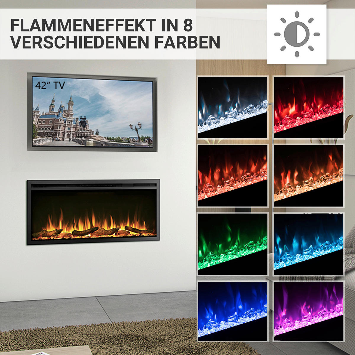 Balderia Elektrischer-Kamin Atlanta EF286B schwarz B/H/L: ca. 14,7x48x101,6 cm Elektro-Kamin Atalanta 40" - schwarz (101,60/14,70/48,00cm) - Balderia