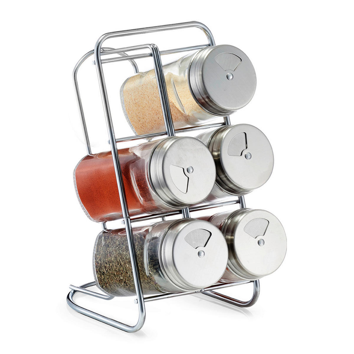 Zeller Gewürzständer-Set silber Glas B/H/L: ca. 15x18x9,3 cm Gewürzständer-Set_7-tlg. - silber (9,30/15,00/18,00cm) - Zeller