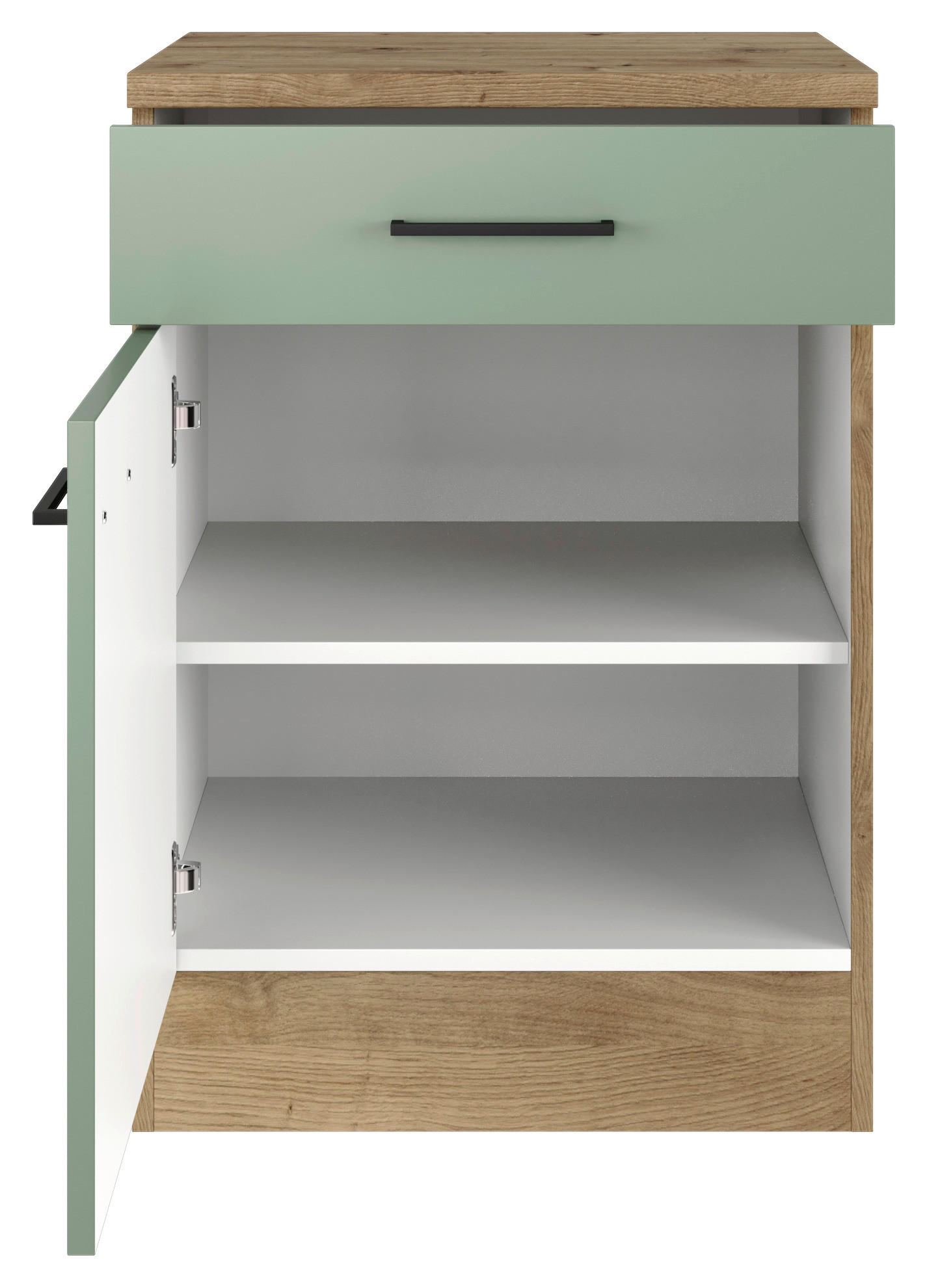 Flex-Well Unterschrank Cara grün B/H/T: ca. 60x85x60 cm Cara - Eiche/schwarz (60,00/85,00/60,00cm) - Flex-Well
