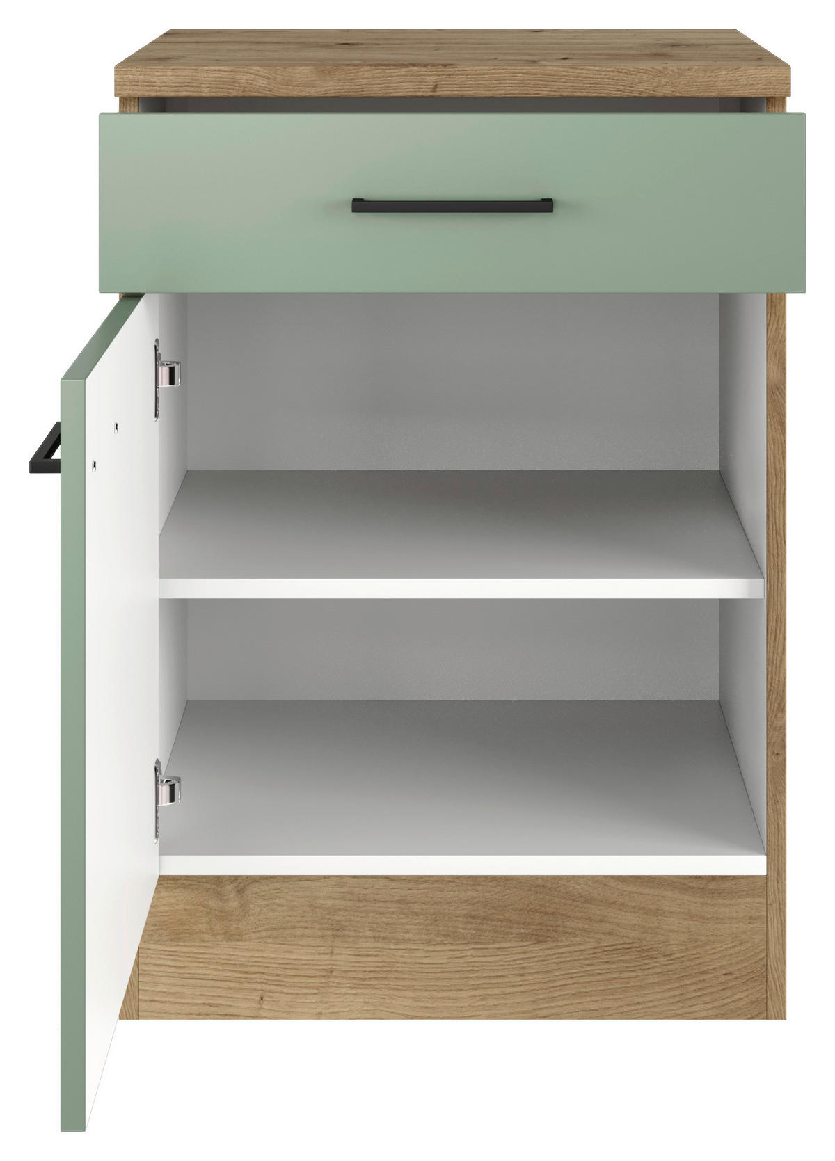 Flex-Well Unterschrank Cara grün B/H/T: ca. 60x85x60 cm Cara - Eiche/schwarz (60,00/85,00/60,00cm) - Flex-Well