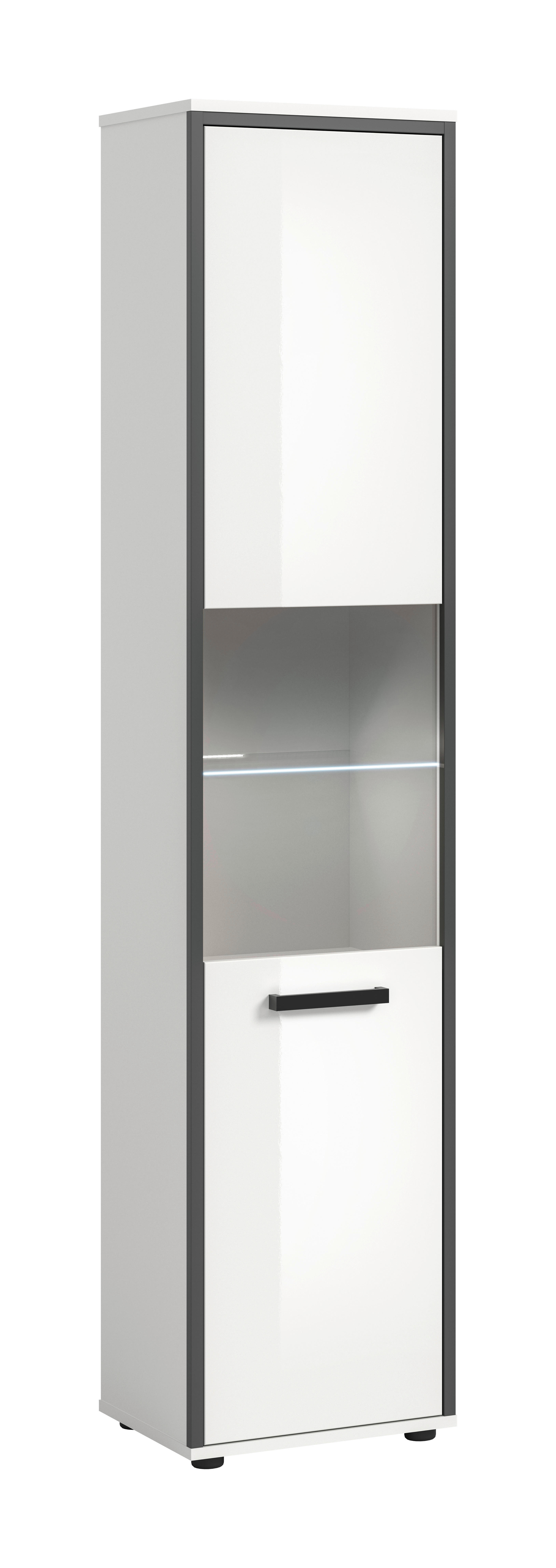 Midischrank KOJAK weiß Hochglanz anthrazit grau B/H/T: ca. 40x188x34 cm KOJAK - weiß/anthrazit (40,00/188,00/34,00cm) - xonox.home