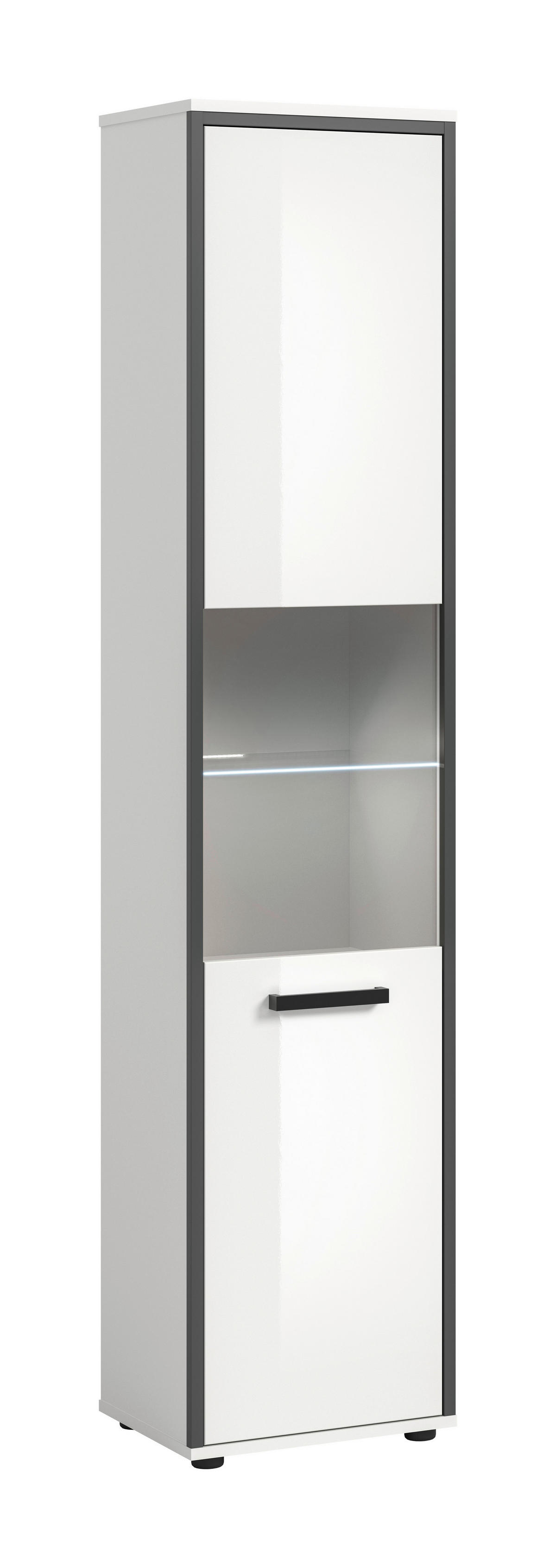 Midischrank KOJAK weiß Hochglanz anthrazit grau B/H/T: ca. 40x188x34 cm KOJAK - weiß/anthrazit (40,00/188,00/34,00cm) - xonox.home