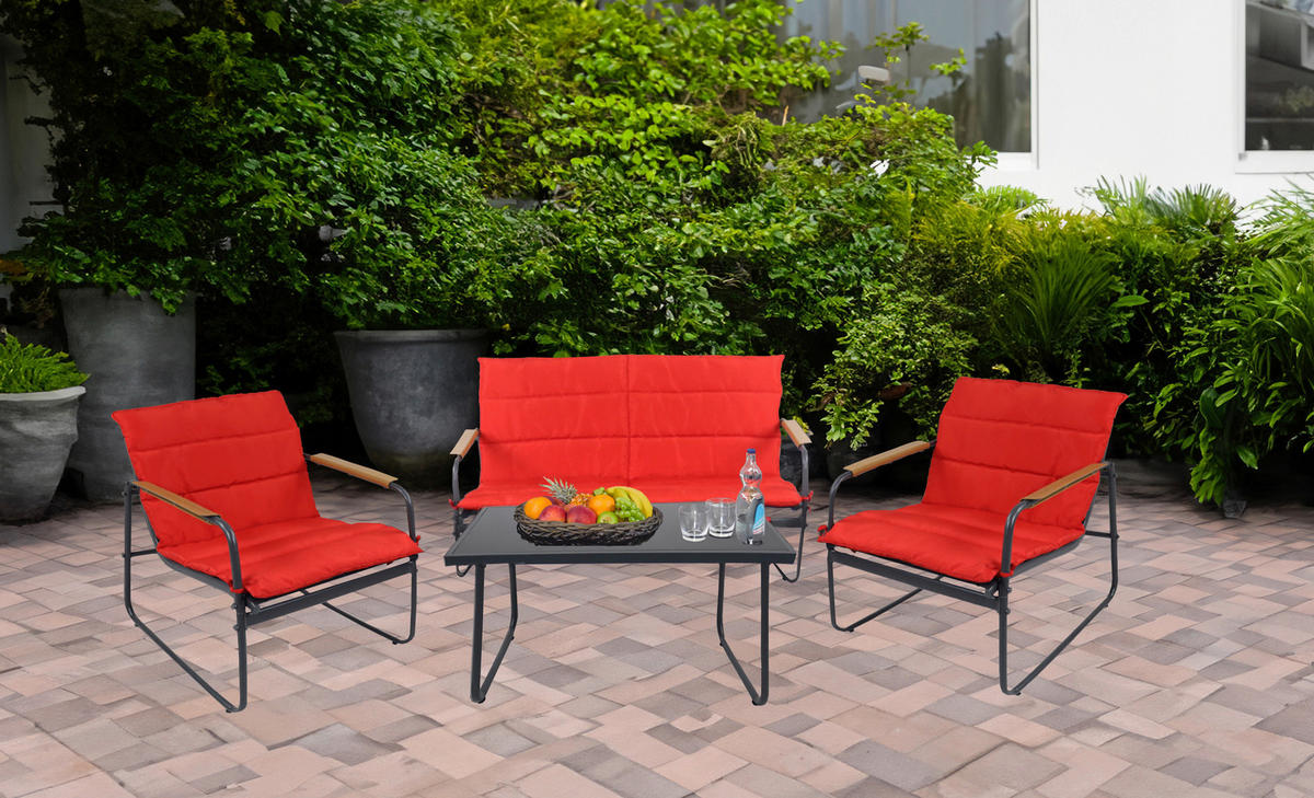 VCM Gartensitzgruppe rot Textilene B/H/L: ca. 110x76x74 cm Gartensitz-/Essgruppe 4 tlg. - rot (74,00/110,00/76,00cm) - VCM