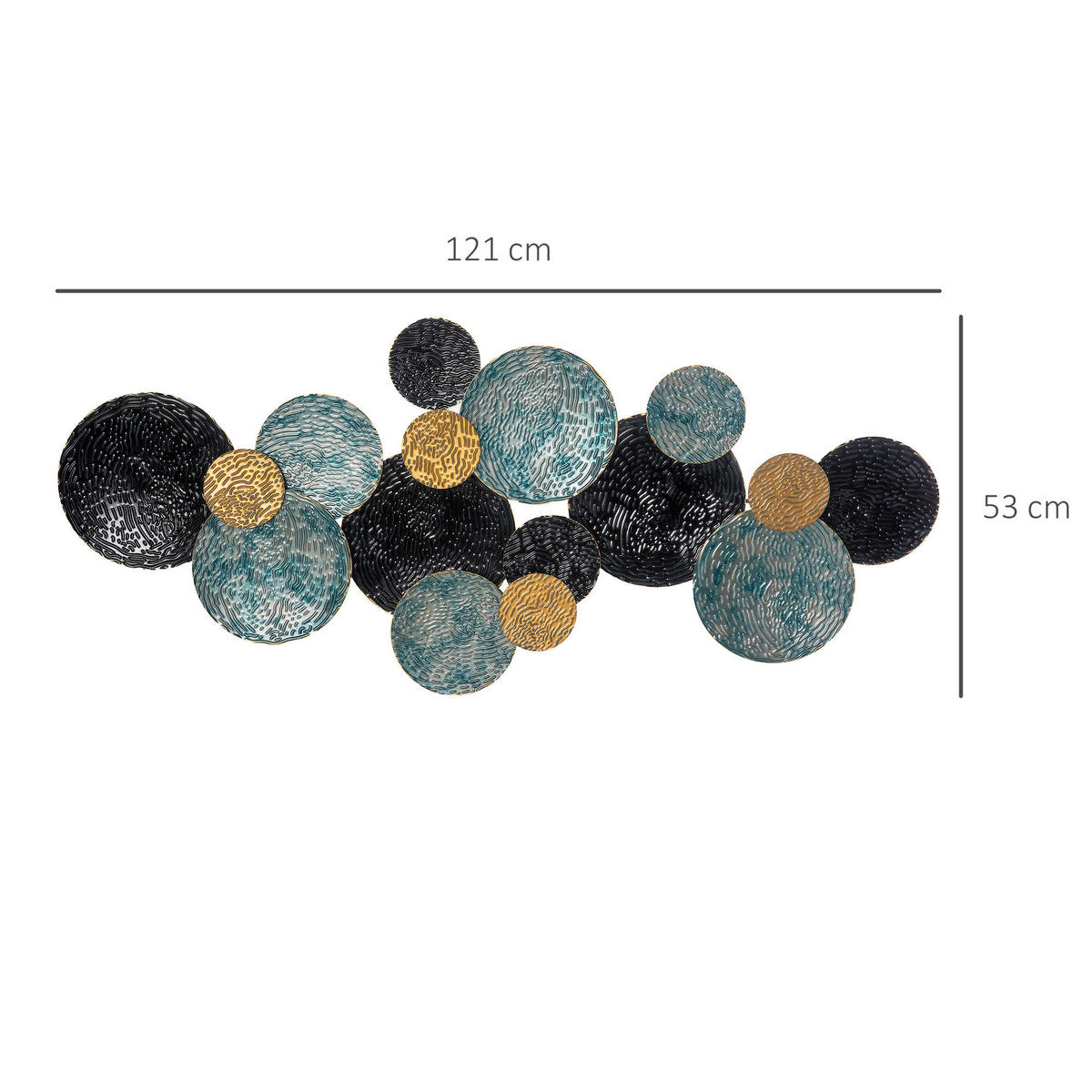 HOMCOM Wand-Element blau Edelstahl B/H/L: ca. 4x121x53 cm Wanddekoration - gold/blau (53,00/4,00/121,00cm) - HOMCOM