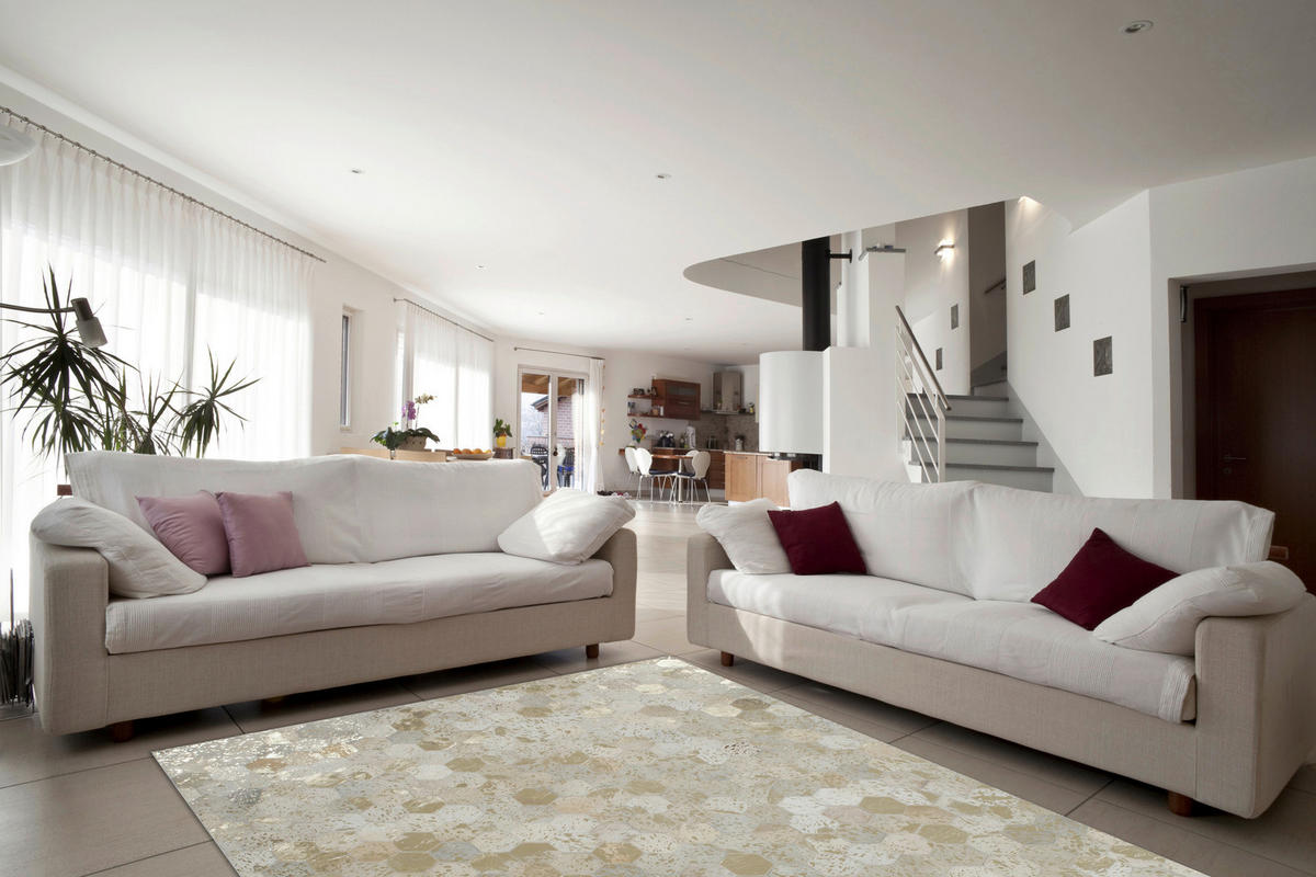 360Living Teppich Dazzle elfenbein B/L: ca. 120x170 cm Dazzle - gold/elfenbein (120,00/170,00cm) - 360Living