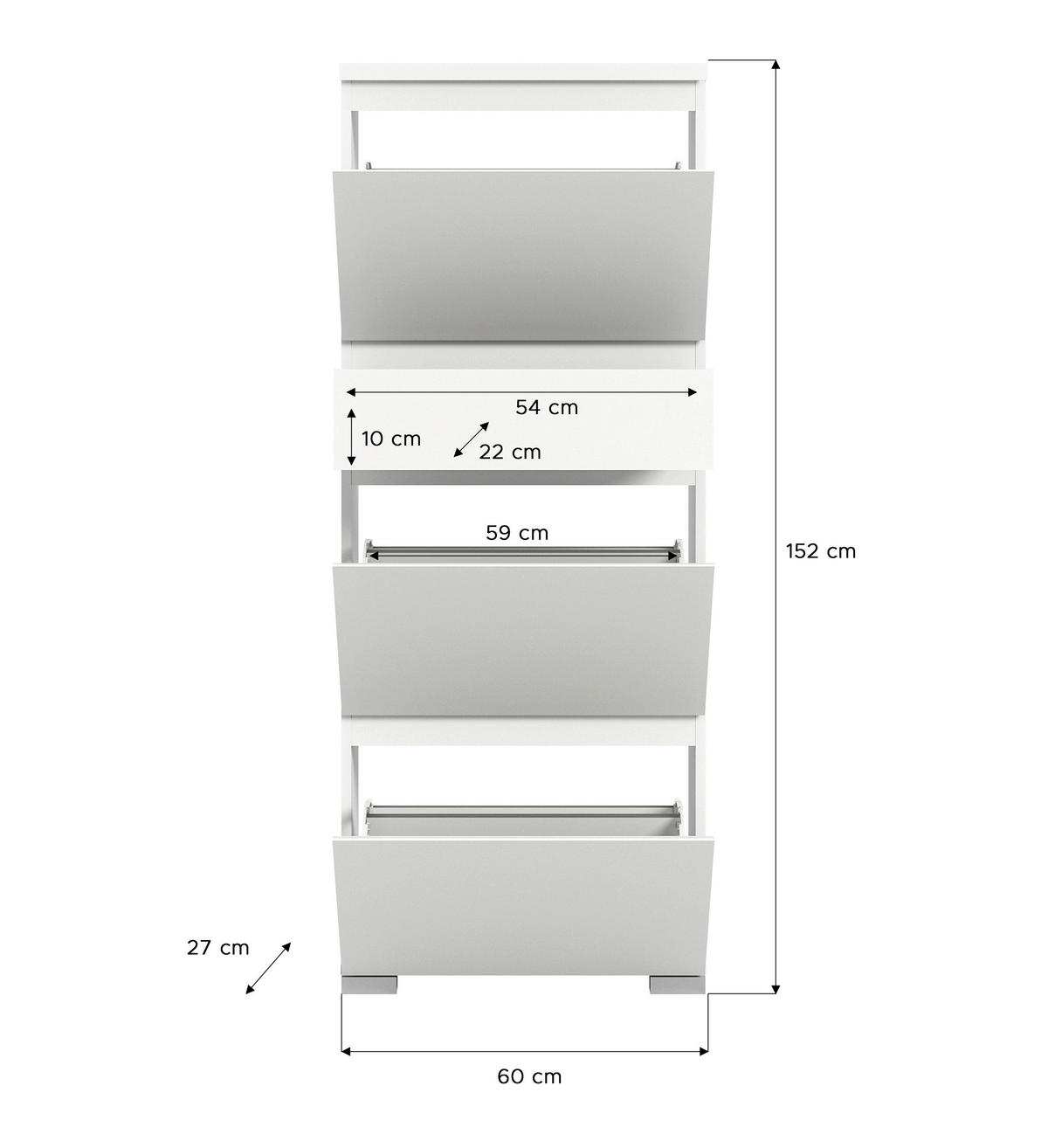 Schuhschrank Shoelove weiß grau B/H/T: ca. 60x151x27 cm Shoelove - weiß/grau (60,00/151,00/27,00cm) - xonox.home