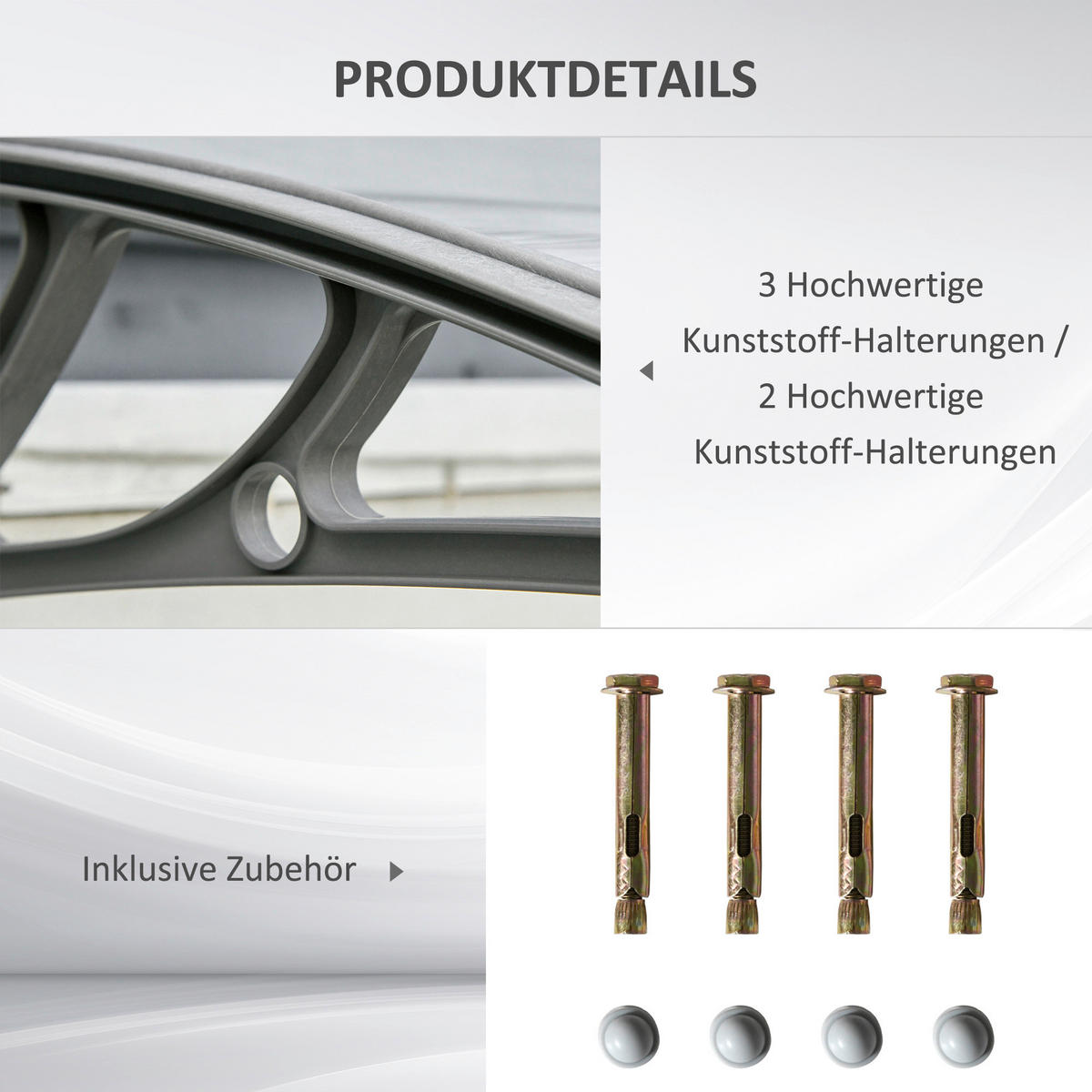 Outsunny Vordach für Haustür silber B/H/L: ca. 75x23x100 cm Vordach für Haustür - silber (100,00/75,00/23,00cm) - Outsunny